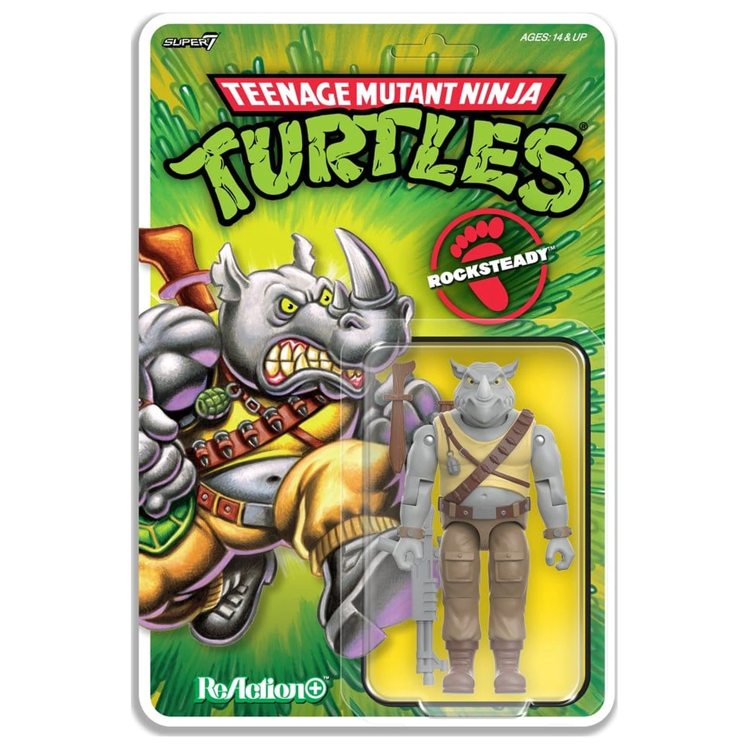 Teenage Mutant Ninja Turtles ReAction+ Action Figur Welle 02 Rocksteady Produktfoto