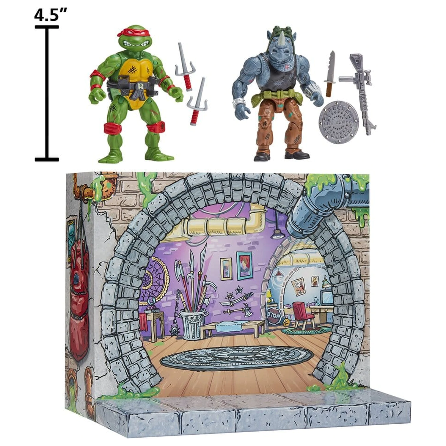 Teenage Mutant Ninja Turtles: Remastered Action-Figuren Raphael gegen Rocksteady Produktfoto