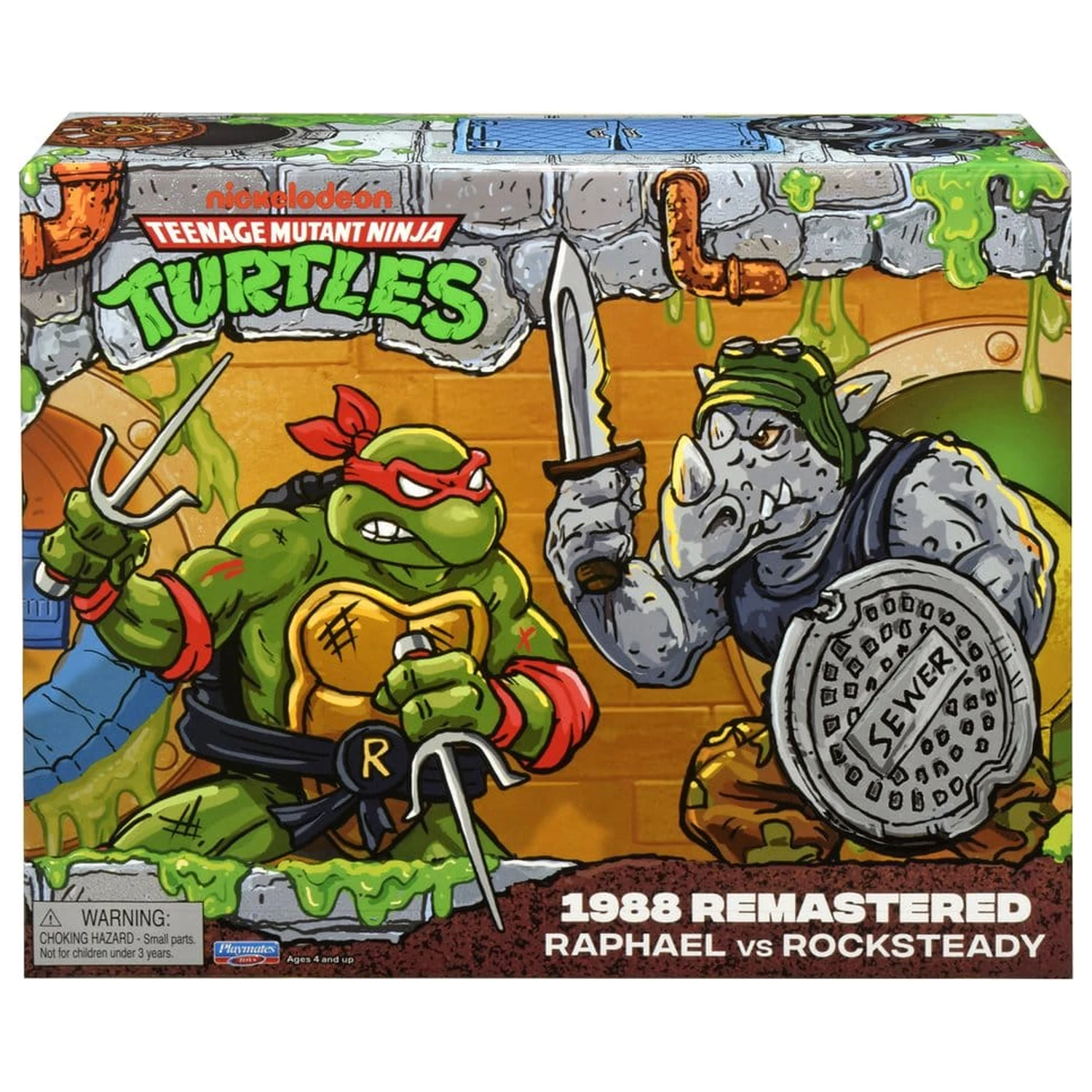 Teenage Mutant Ninja Turtles: Remastered Action-Figuren Raphael gegen Rocksteady Produktfoto