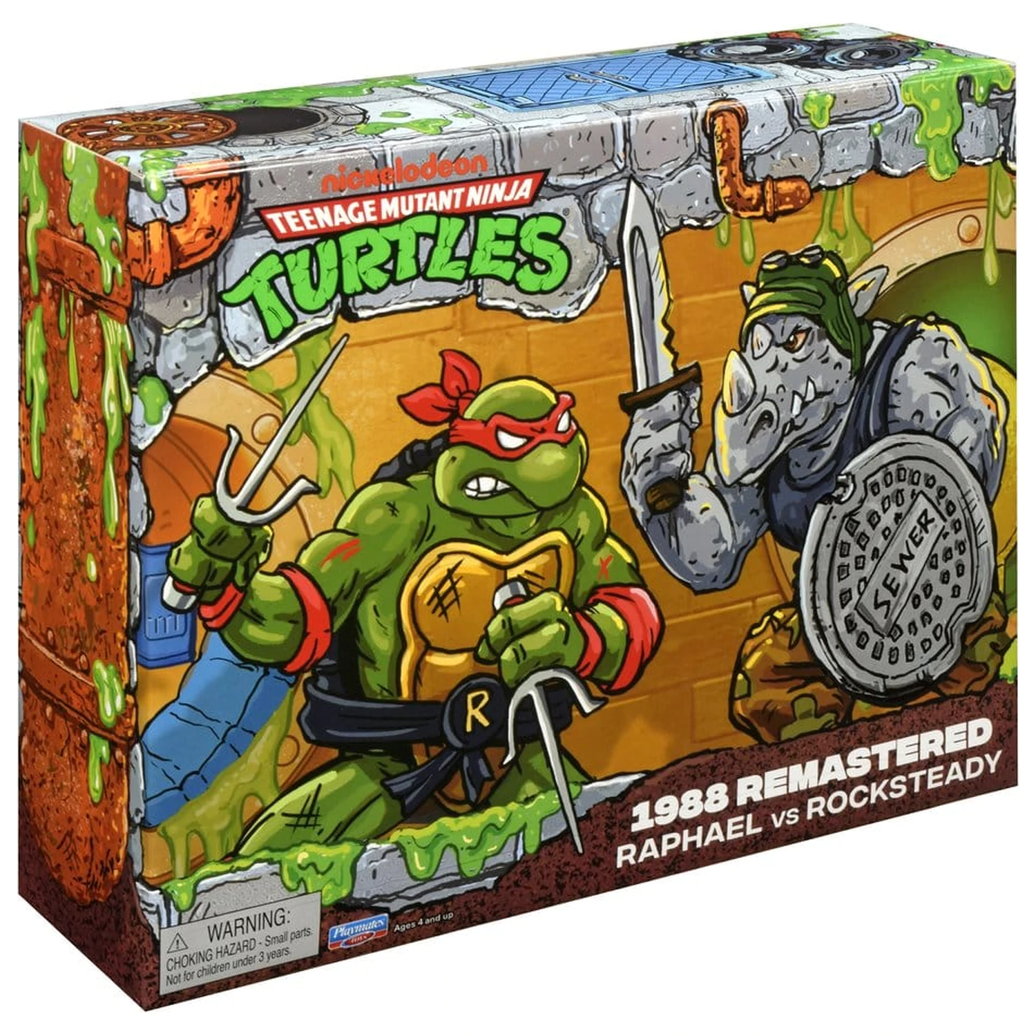 Teenage Mutant Ninja Turtles: Remastered Action-Figuren Raphael gegen Rocksteady Produktfoto