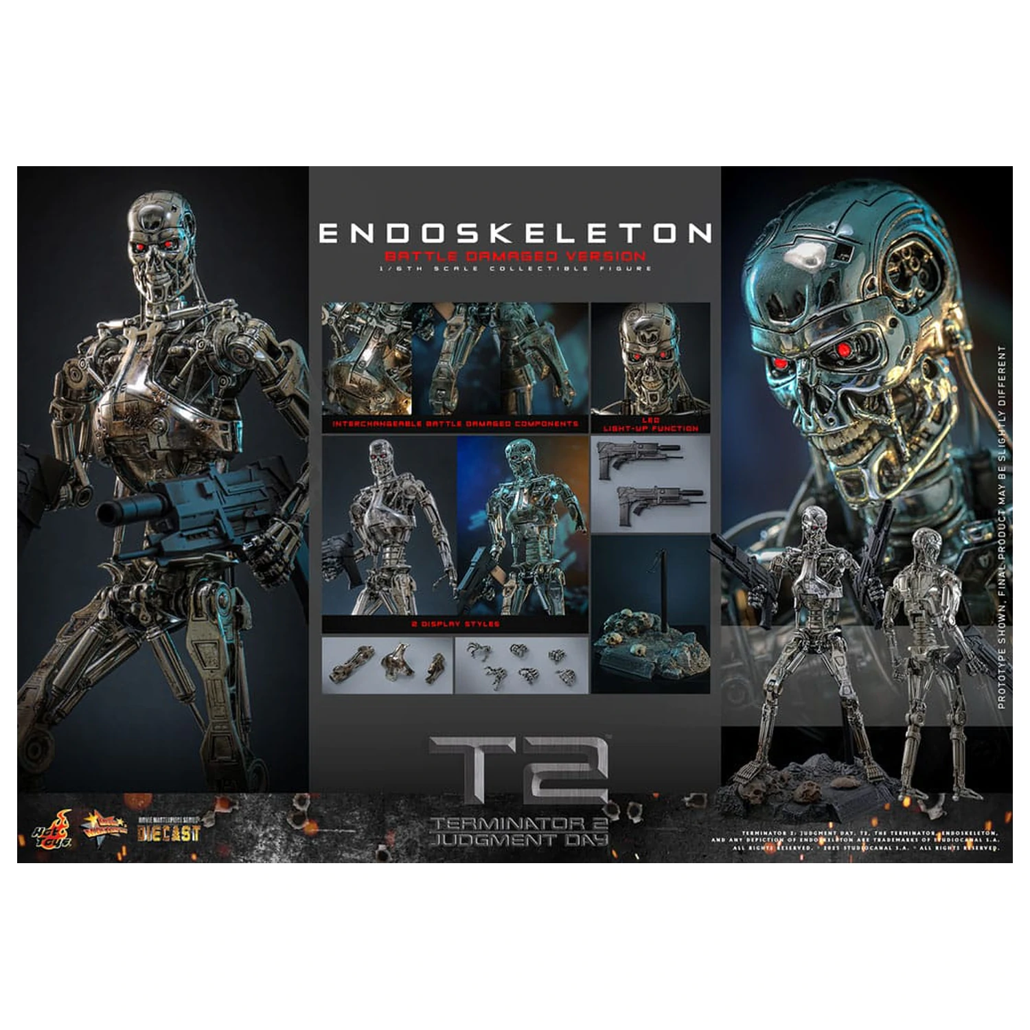Terminator 2: Judgment Day Movie Masterpiece Action-Figur 1/6 Endoskeleton (Battle Damaged Version) 31 cm Produktfoto