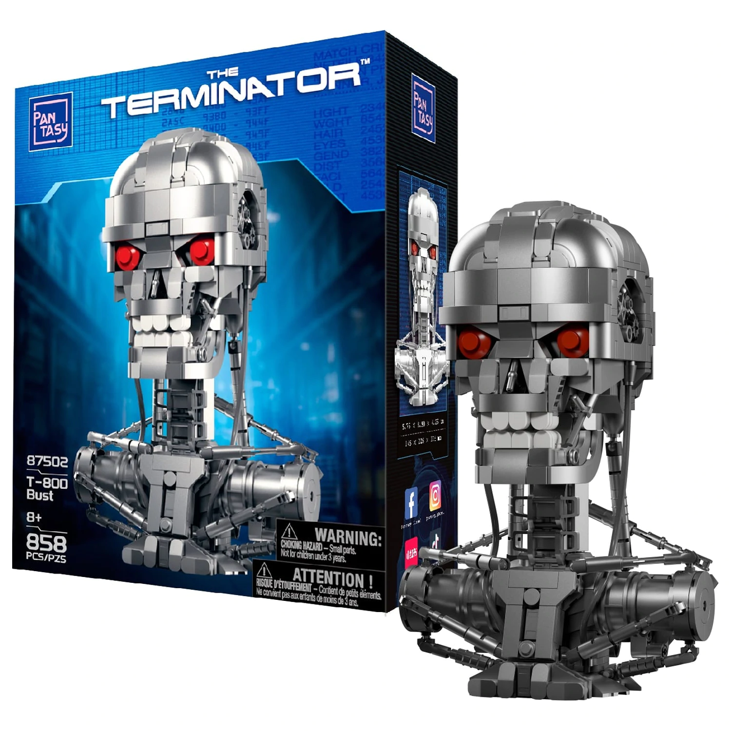Terminator T-800 Büste Bausatz Bausteine 858 Teile Produktfoto