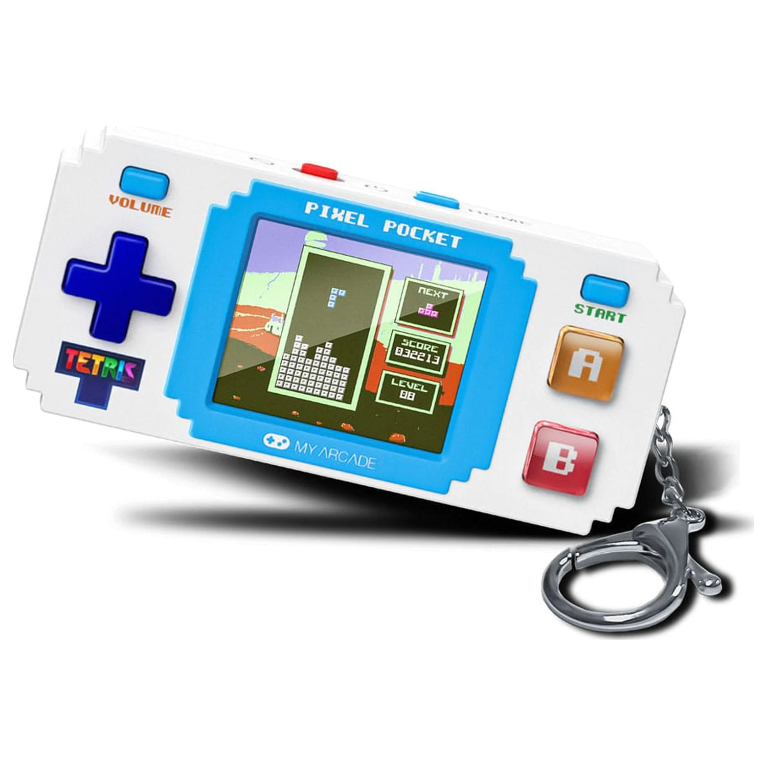 Tetris Mini Tragbares Gaming System Pixel Tasche Produktfoto