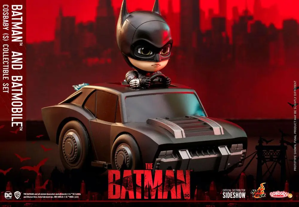 The Batman Cosbaby Minifigur & Fahrzeug Batman & Batmobile 12 cm Produktfoto