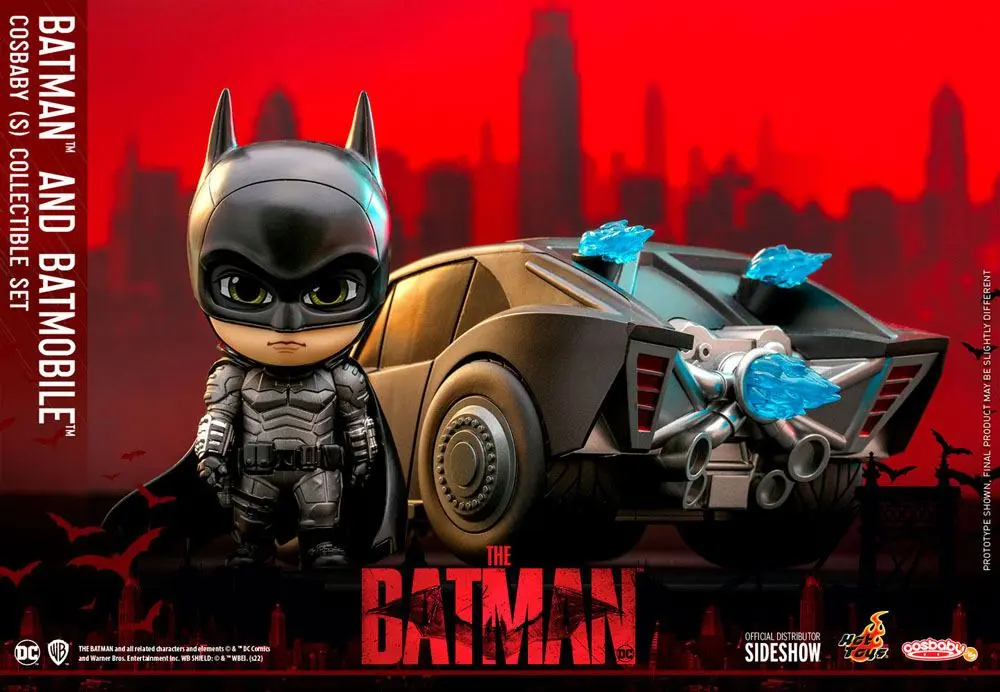 The Batman Cosbaby Minifigur & Fahrzeug Batman & Batmobile 12 cm Produktfoto