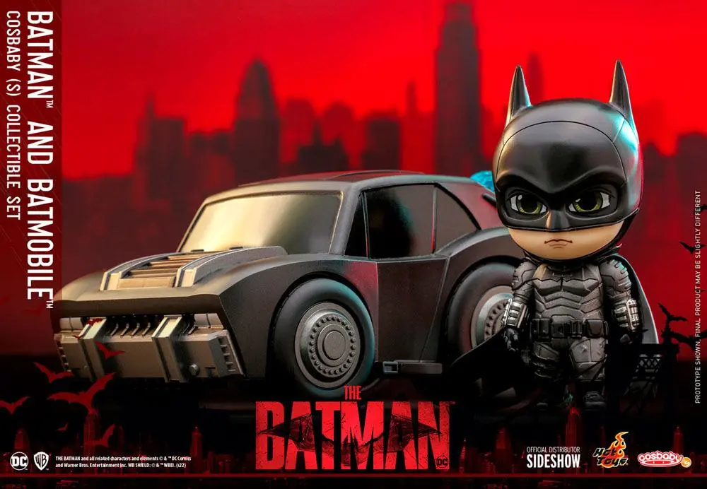 The Batman Cosbaby Minifigur & Fahrzeug Batman & Batmobile 12 cm Produktfoto