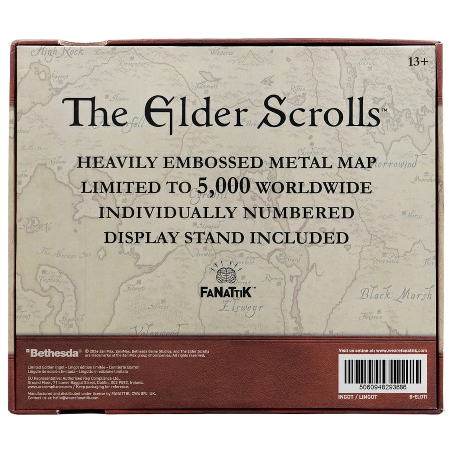 The Elder Scrolls Replik Metallkarte von Tamriel Limitierte Edition 15 x 13 cm Produktfoto