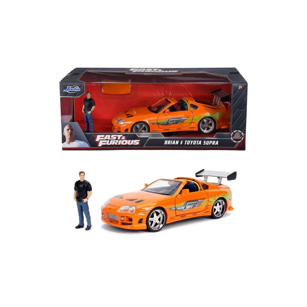 The Fast and Furious Diecast Model Hollywood Rides 1/24 1995 Toyota Supra with Brian O'Connor Figur Produktfoto