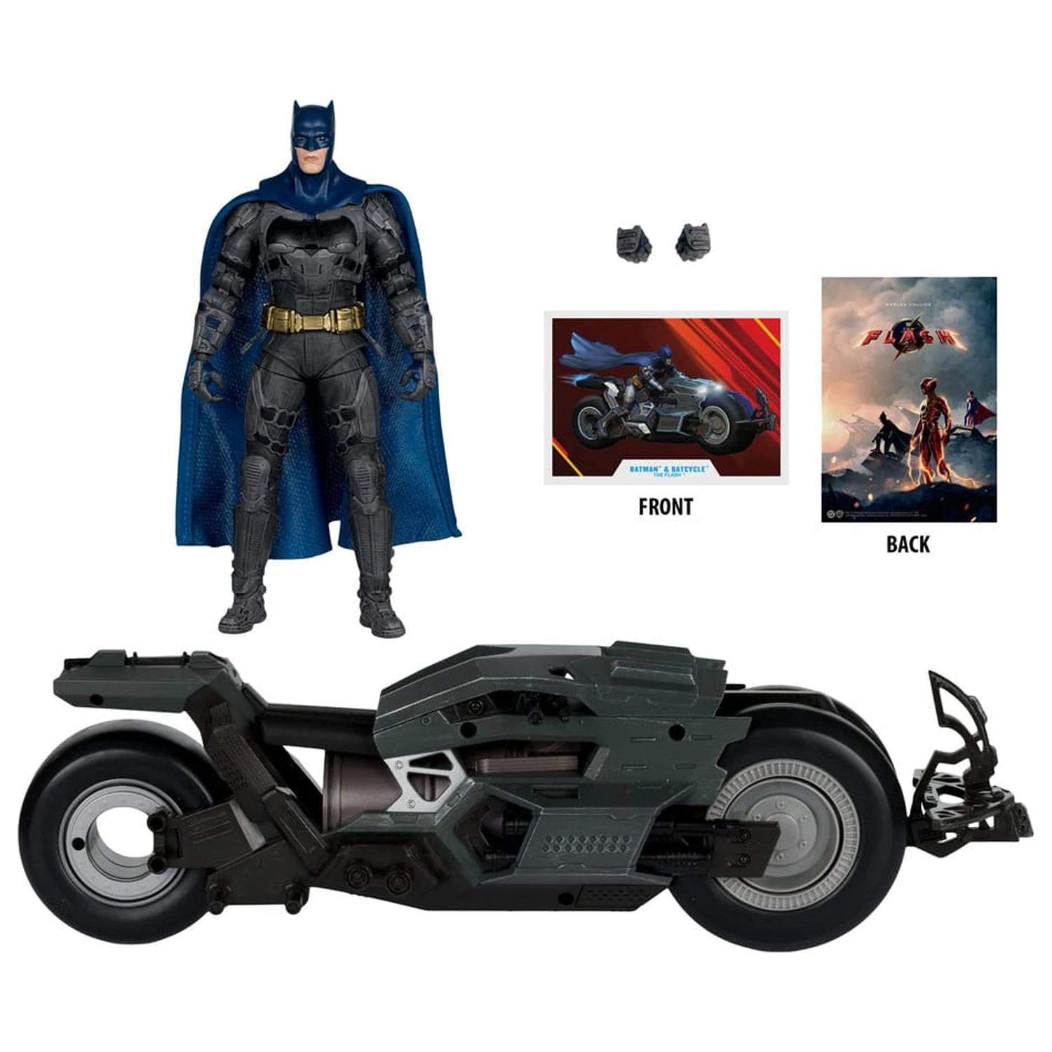 The Flash DC Multiverse Fahrzeug Batcycle mit Batman Produktfoto