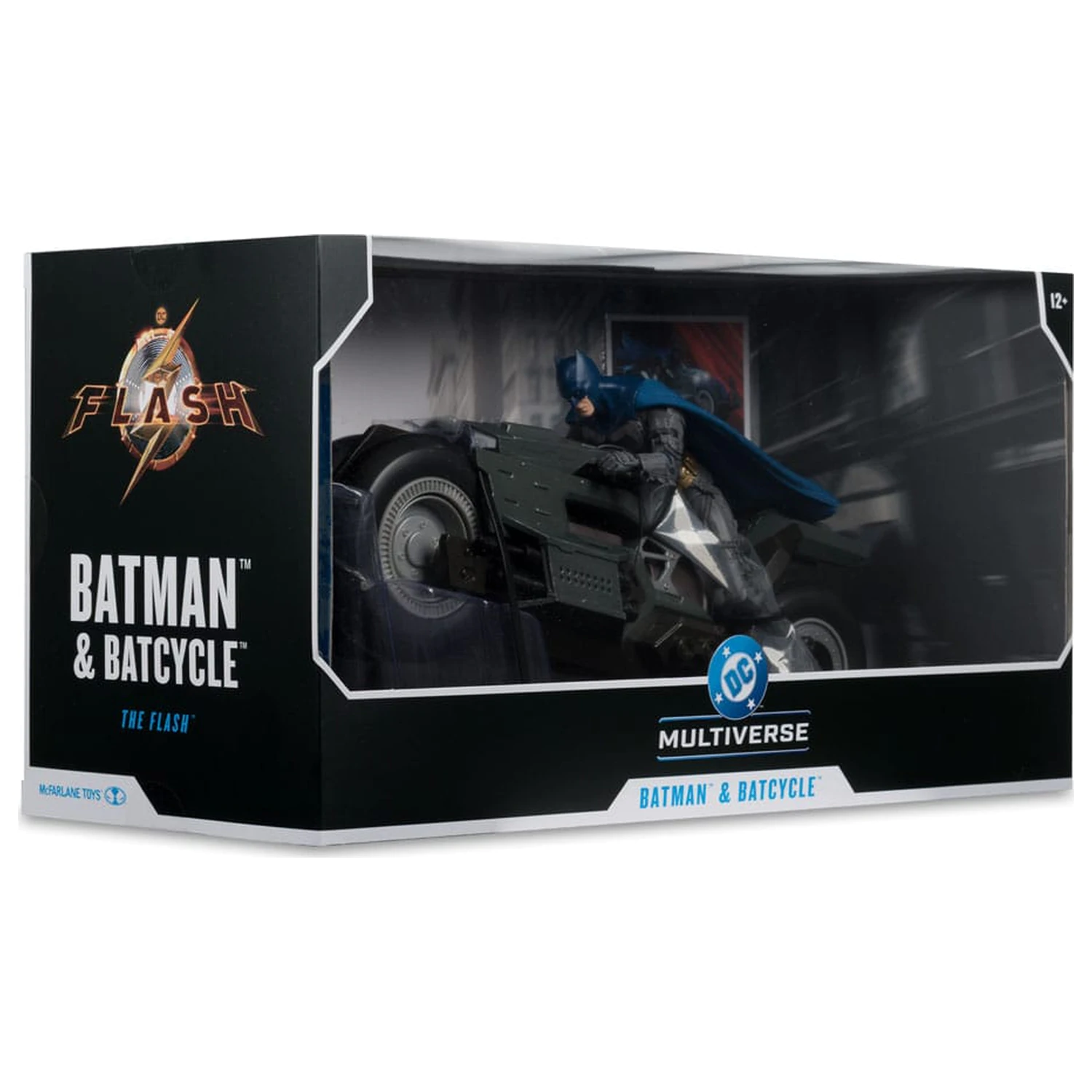 The Flash DC Multiverse Fahrzeug Batcycle mit Batman Produktfoto