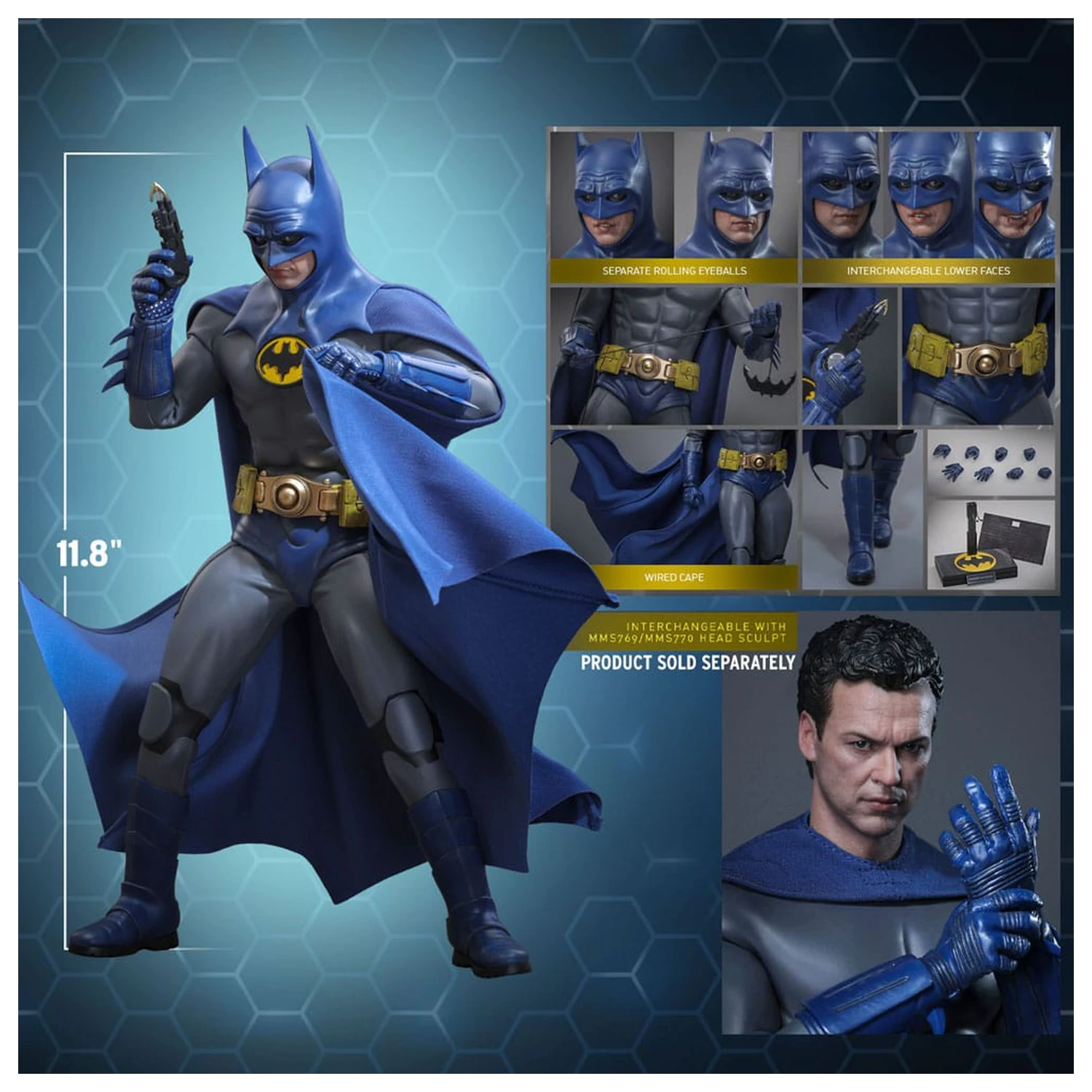 The Flash Movie Masterpiece Actionfigur 1/6 Batman (Blue & Grey Suit) Limited Edition 30 cm Produktfoto