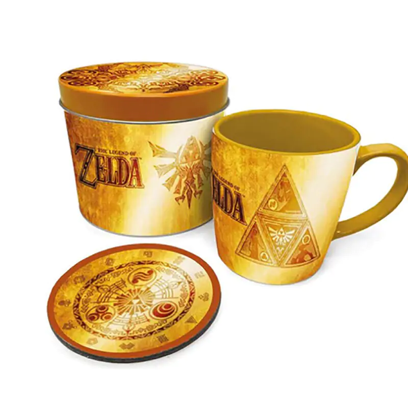 The Legend of Zelda Golden Triforce Tasse und Untersetzer Set Produktfoto