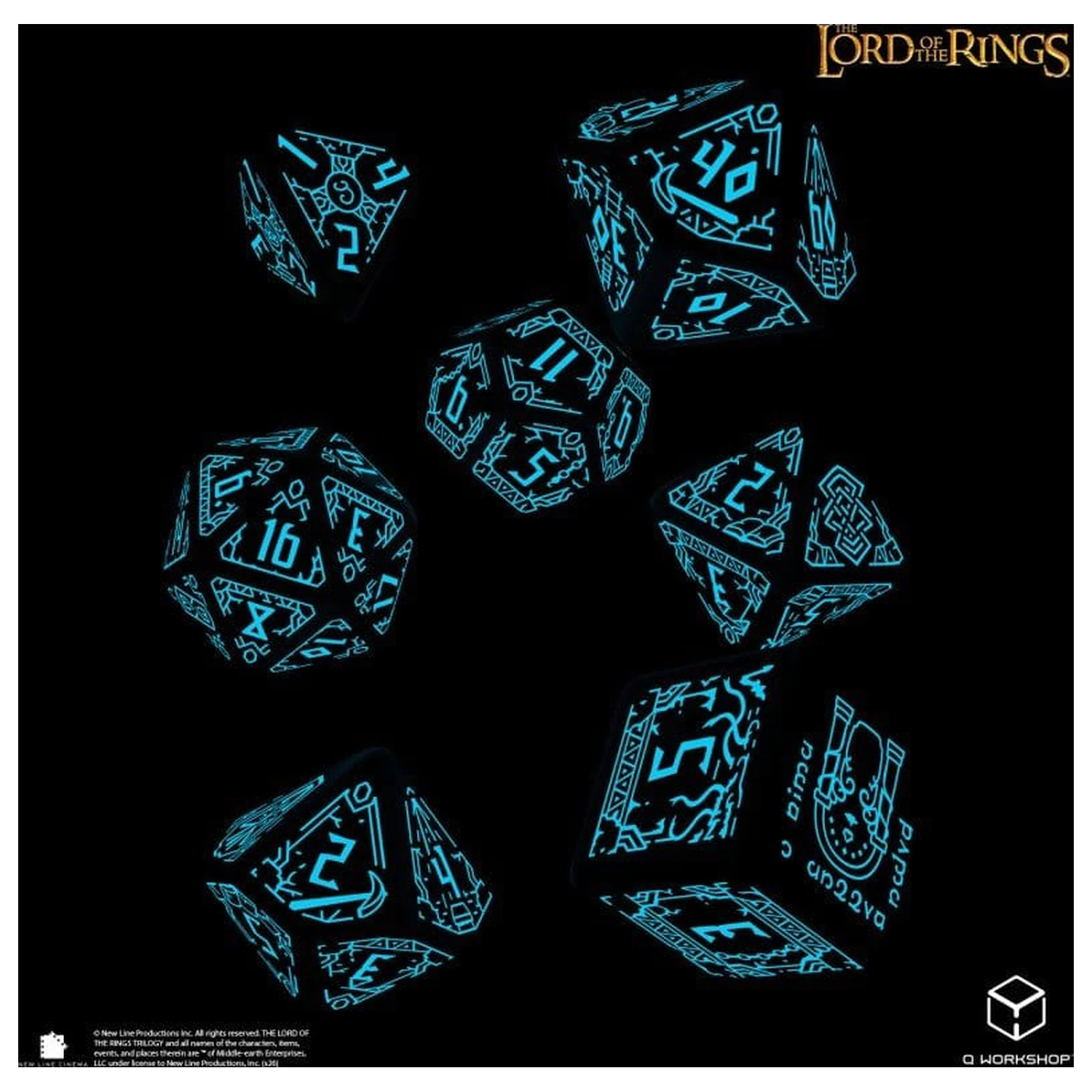 The Lord of the Rings Würfel-Set von 7 Moria (Glow in the Dark) Produktfoto