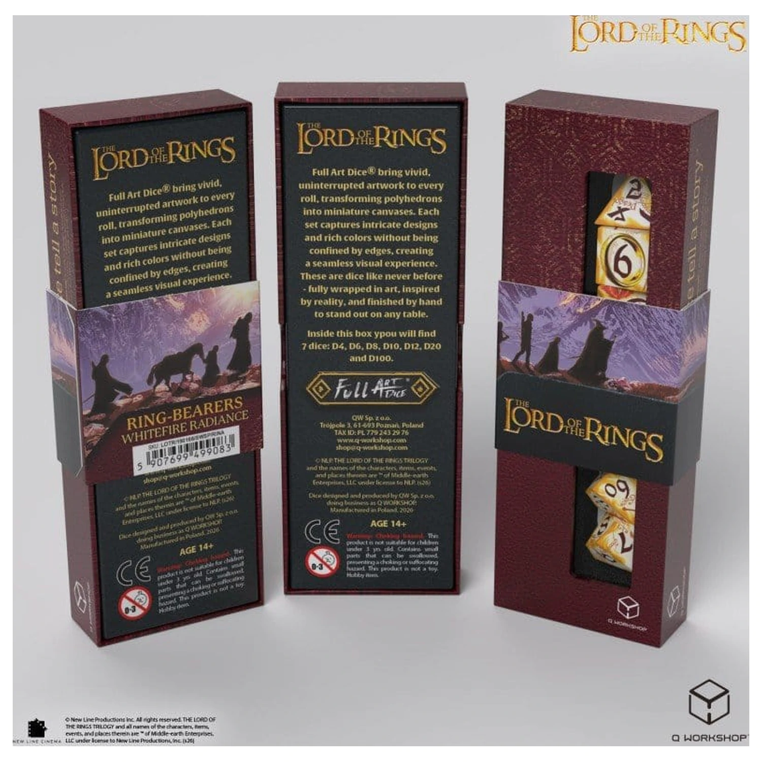 The Lord of the Rings Full Art Würfel-Set von 7 Ring-bearers (Whitefire Radiance) Produktfoto