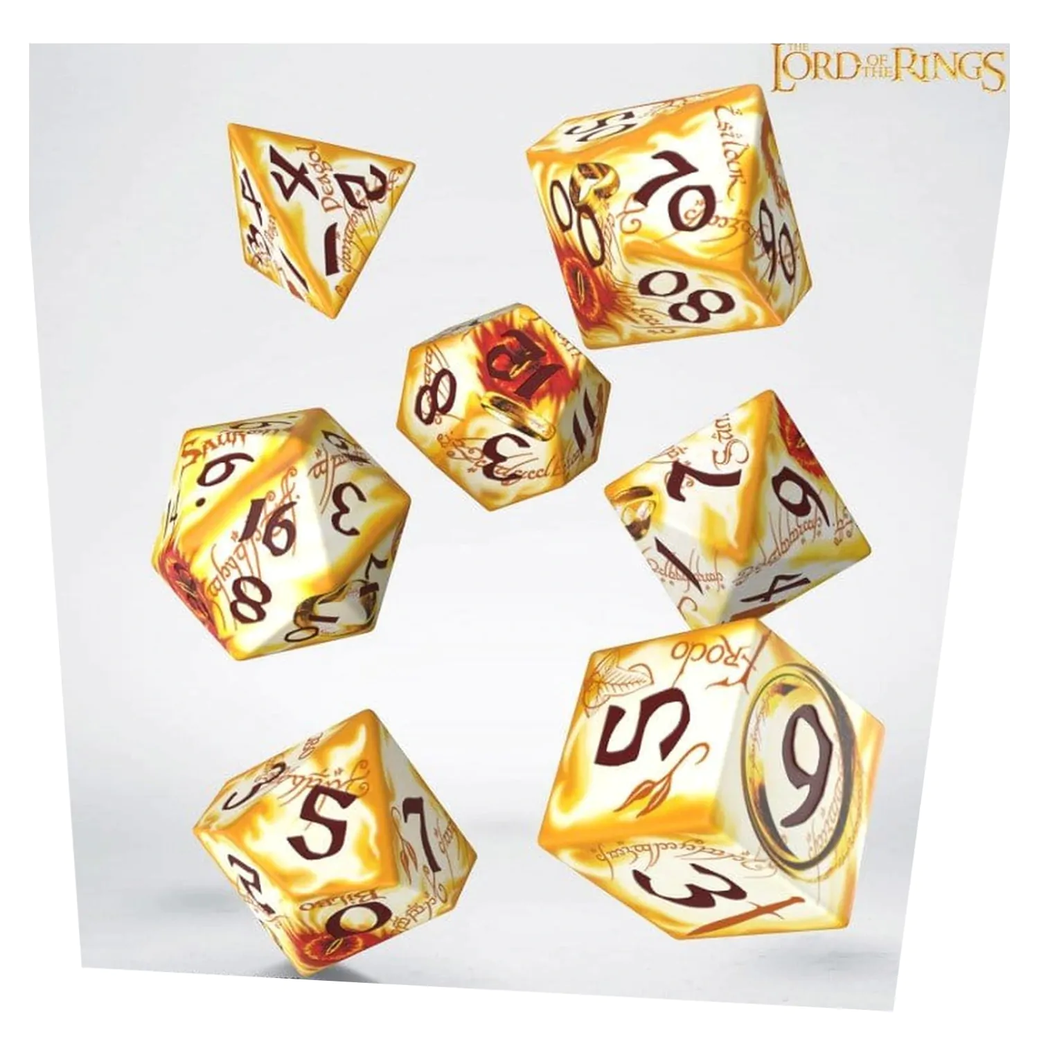 The Lord of the Rings Full Art Würfel-Set von 7 Ring-bearers (Whitefire Radiance) Produktfoto