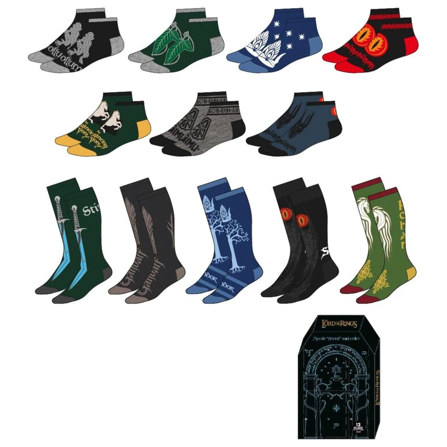 The Lord of The Rings Hobbit adult 12 Paar Socken Set Produktfoto