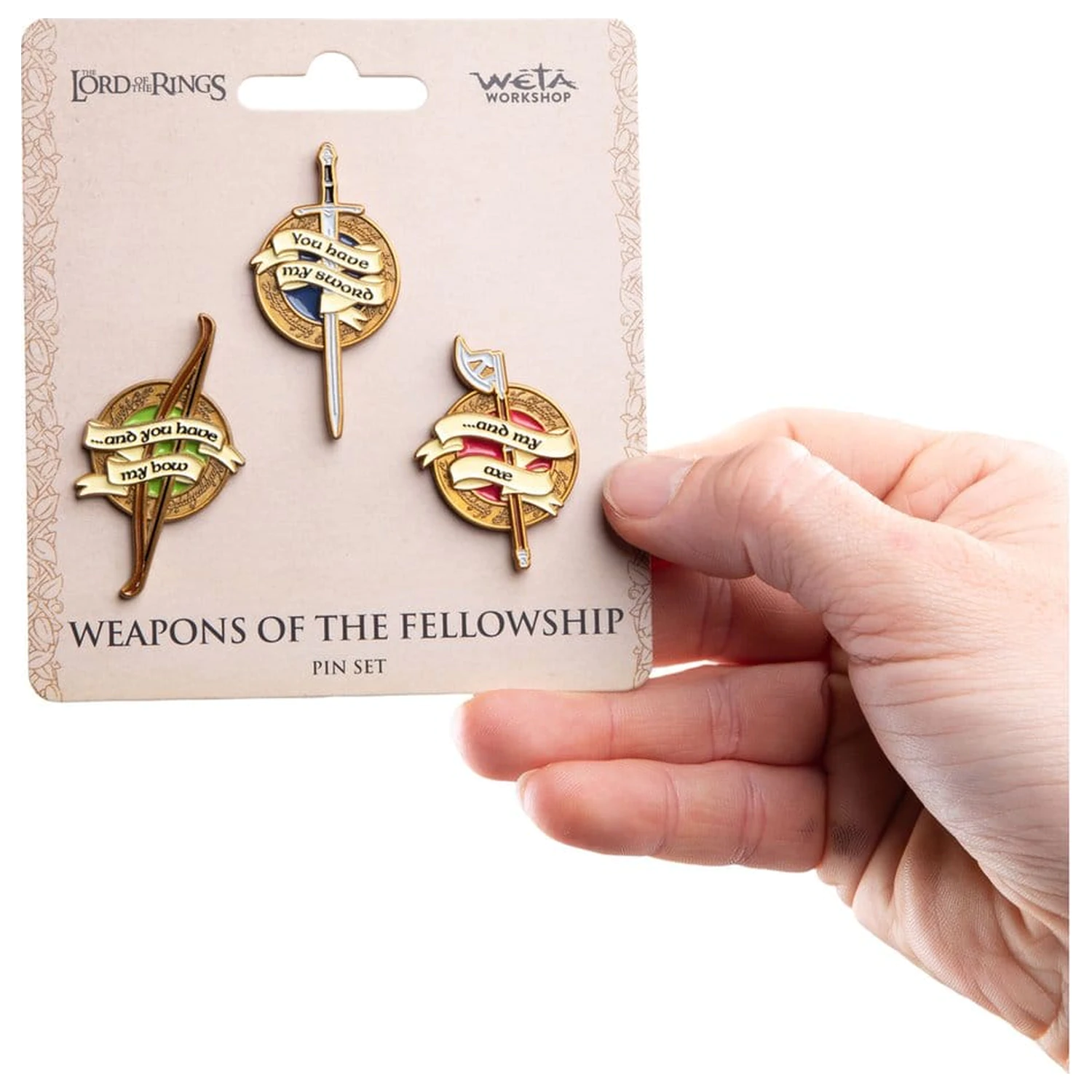 The Lord of the Rings Trilogy Pin Set Waffen der Fellowship Produktfoto