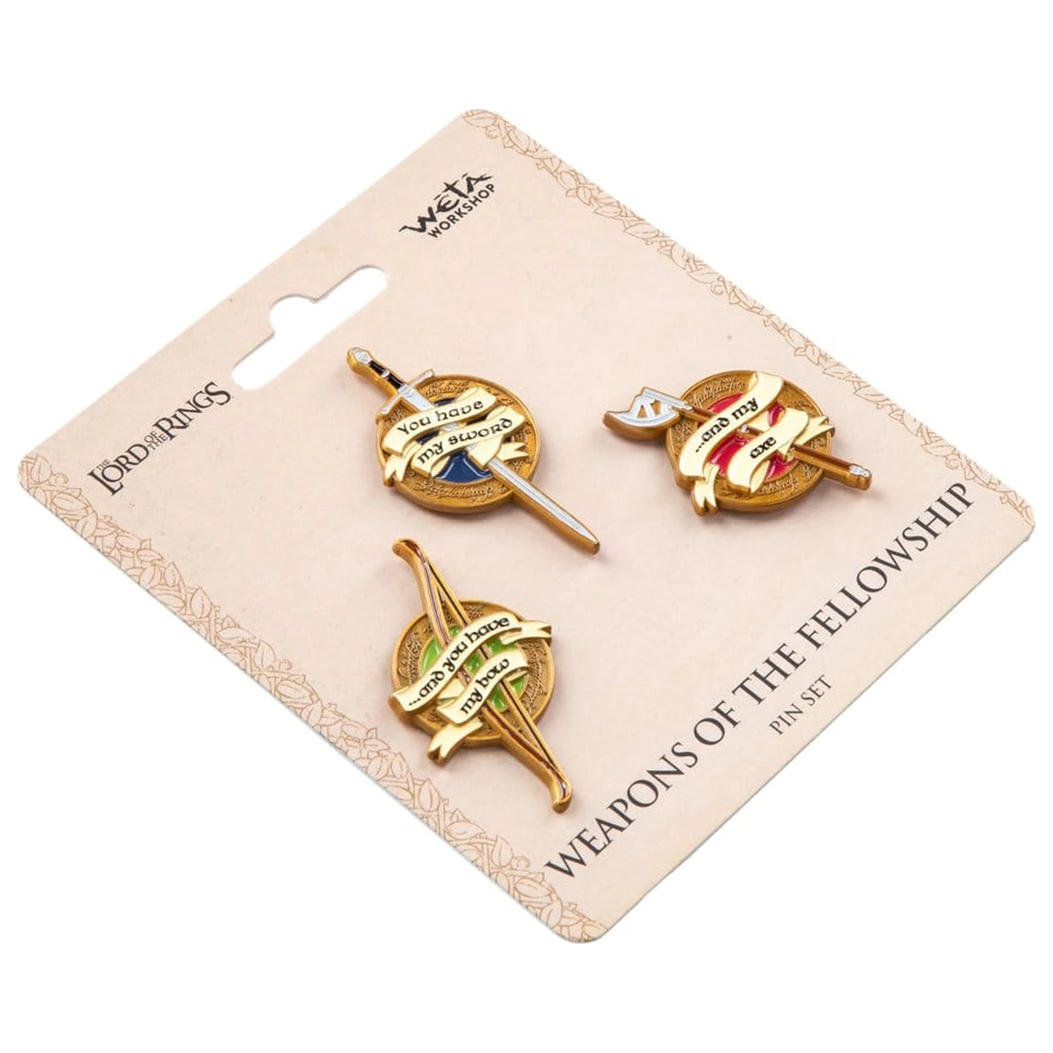 The Lord of the Rings Trilogy Pin Set Waffen der Fellowship Produktfoto