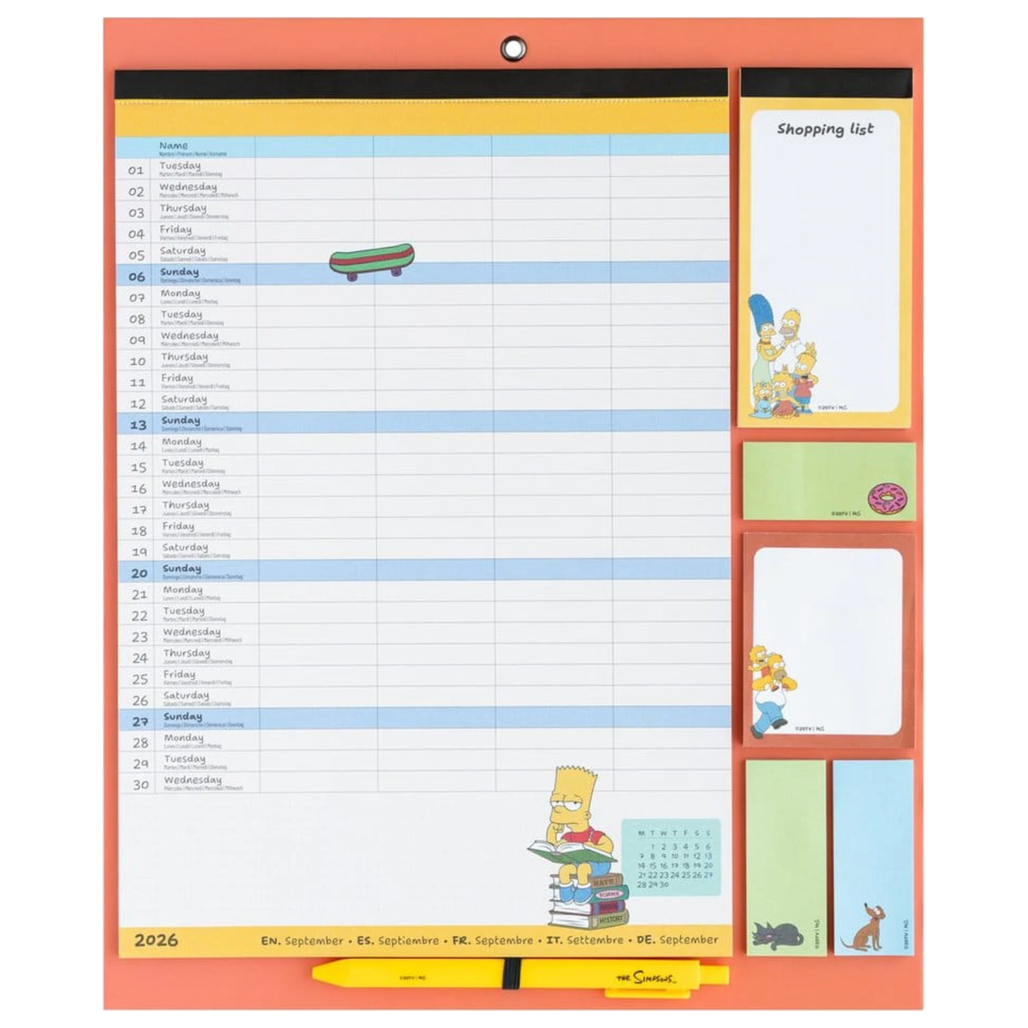 The Simpsons Magnetplaner 2026/27 30 x 35 cm Produktfoto