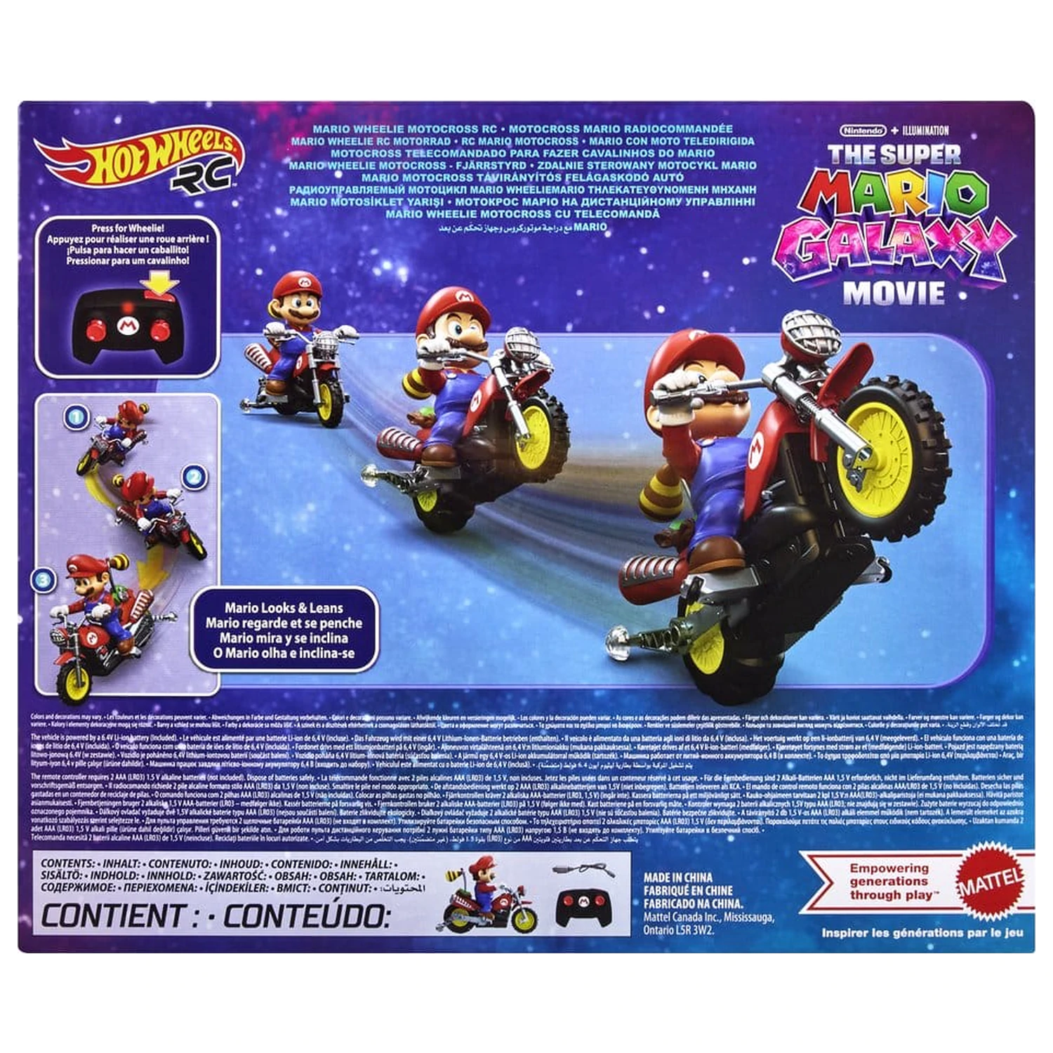 The Super Mario Galaxy Movie Hot Wheels RC Fahrzeug Mario Wheelie Motocross Produktfoto