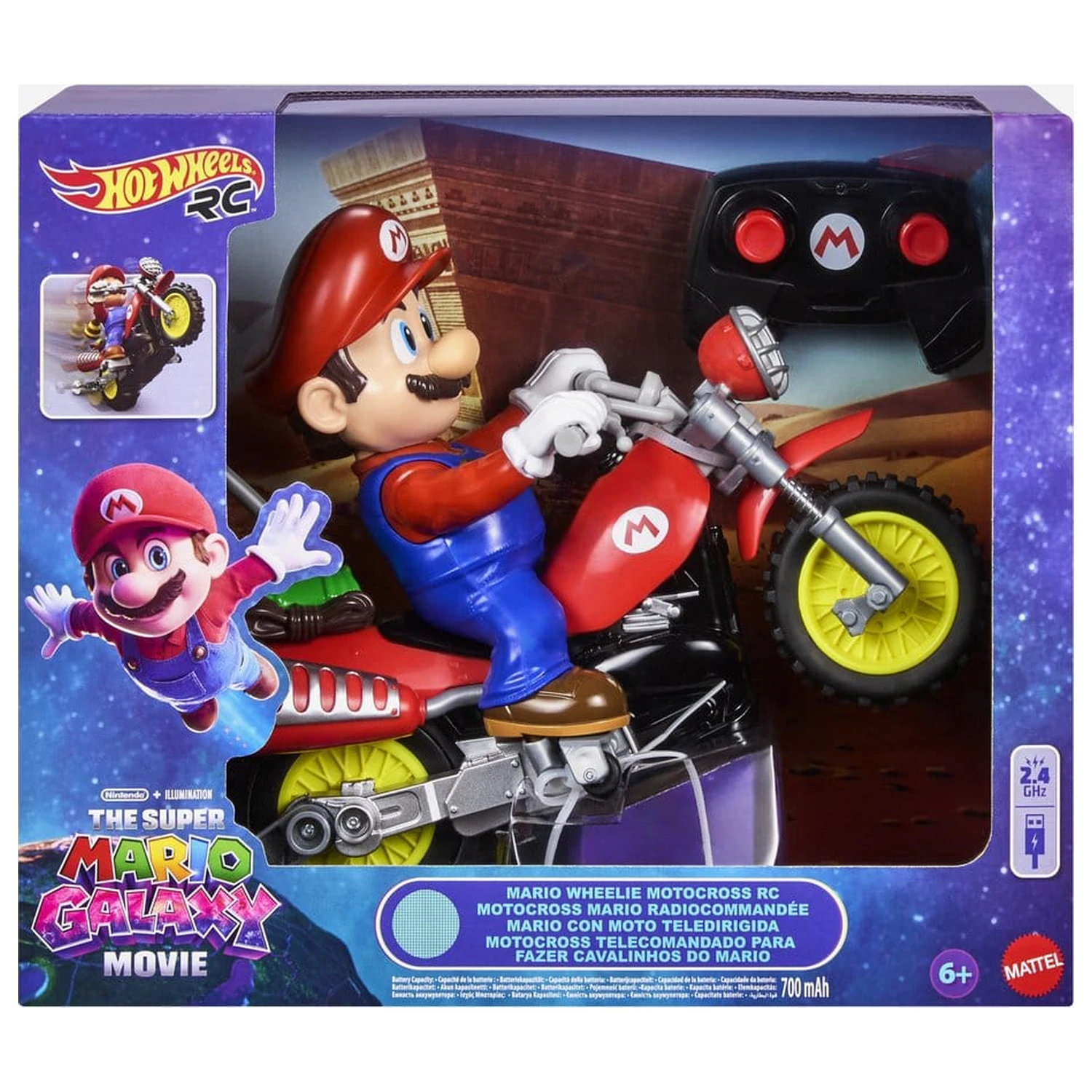 The Super Mario Galaxy Movie Hot Wheels RC Fahrzeug Mario Wheelie Motocross Produktfoto