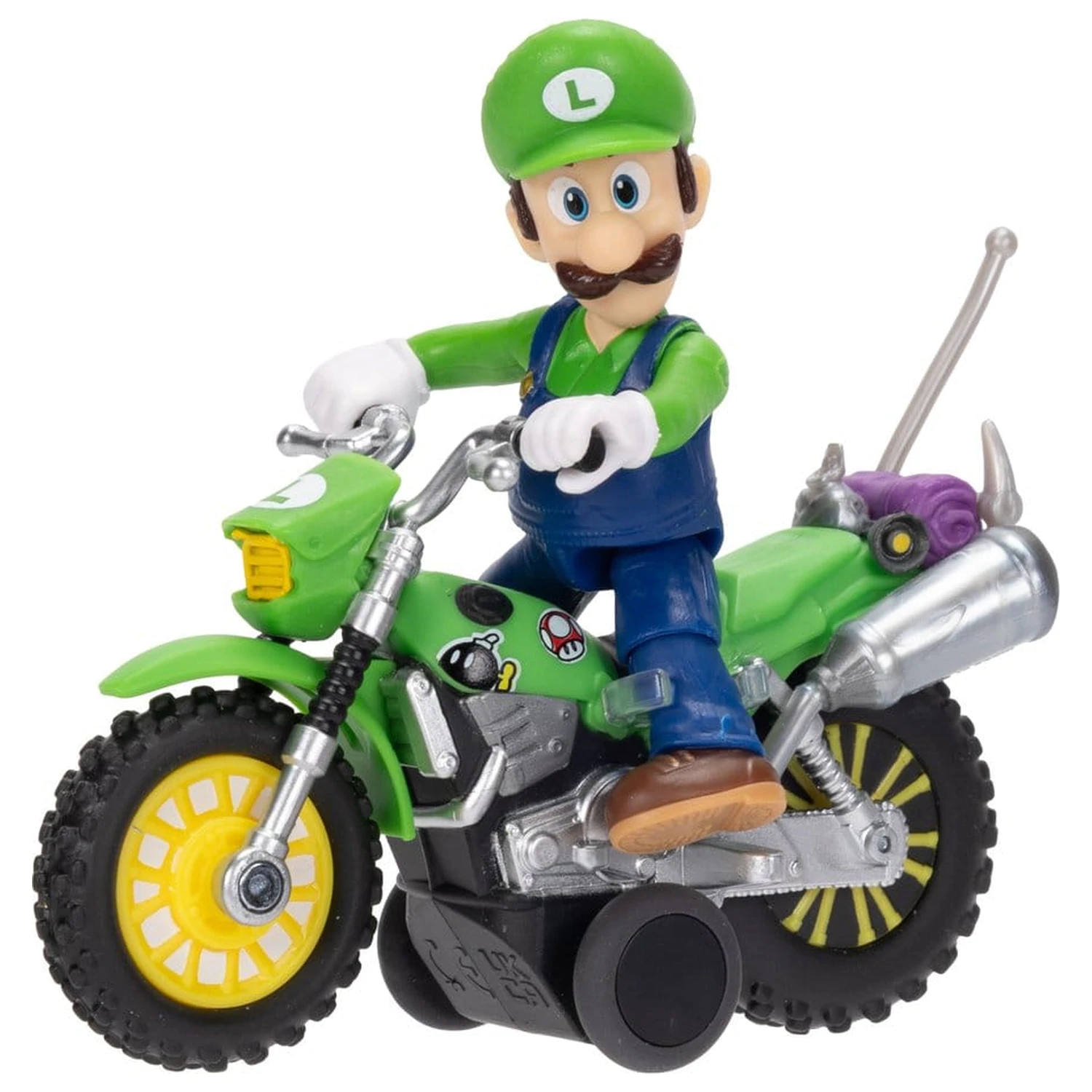 The Super Mario Galaxy Movie Actionfigur mit Rückziehmotorrad Luigi 6 cm Produktfoto