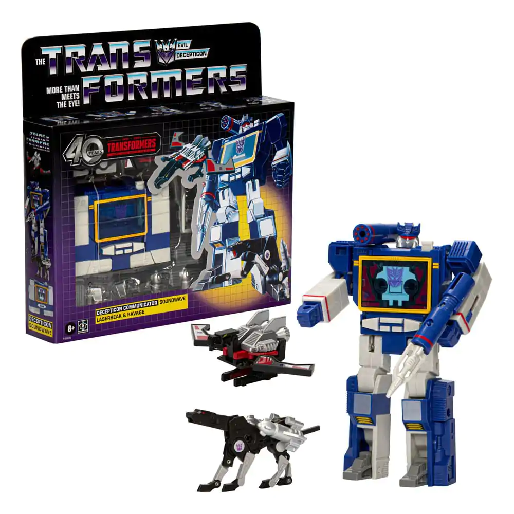The Transformers Retro G1 Actionfigur Decepticon Communicator Soundwave with Laserbeak &amp; Ravage 18 cm Produktfoto