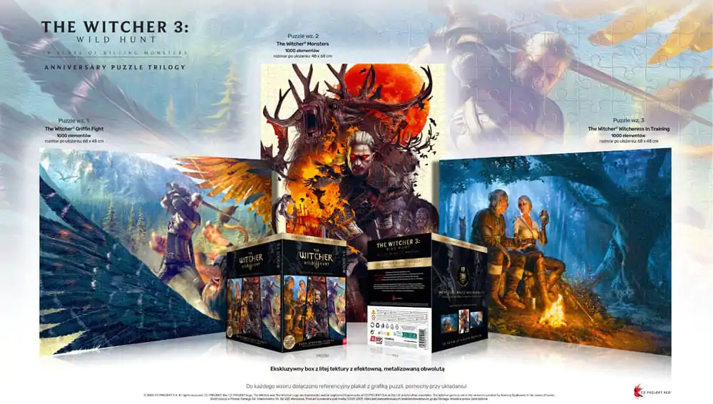 The Witcher 3 Puzzle Trilogie Wild Hunt 10 Jahre Killing Monsters (3 x 1000 Teile) Produktfoto