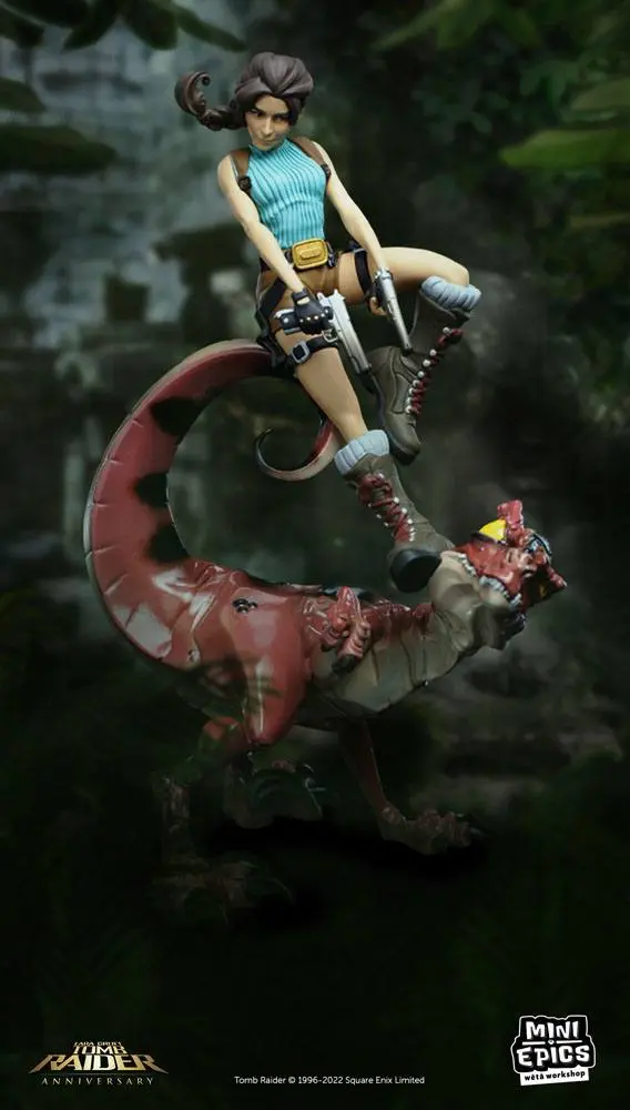 Tomb Raider Mini Epics Vinyl Figur Lara Croft & Raptor 24 cm termékfotó