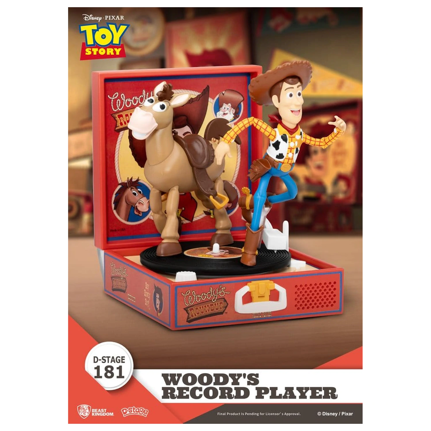 Toy Story Record Player Serie PVC Figur Woody's Plattenspieler 13 cm Produktfoto