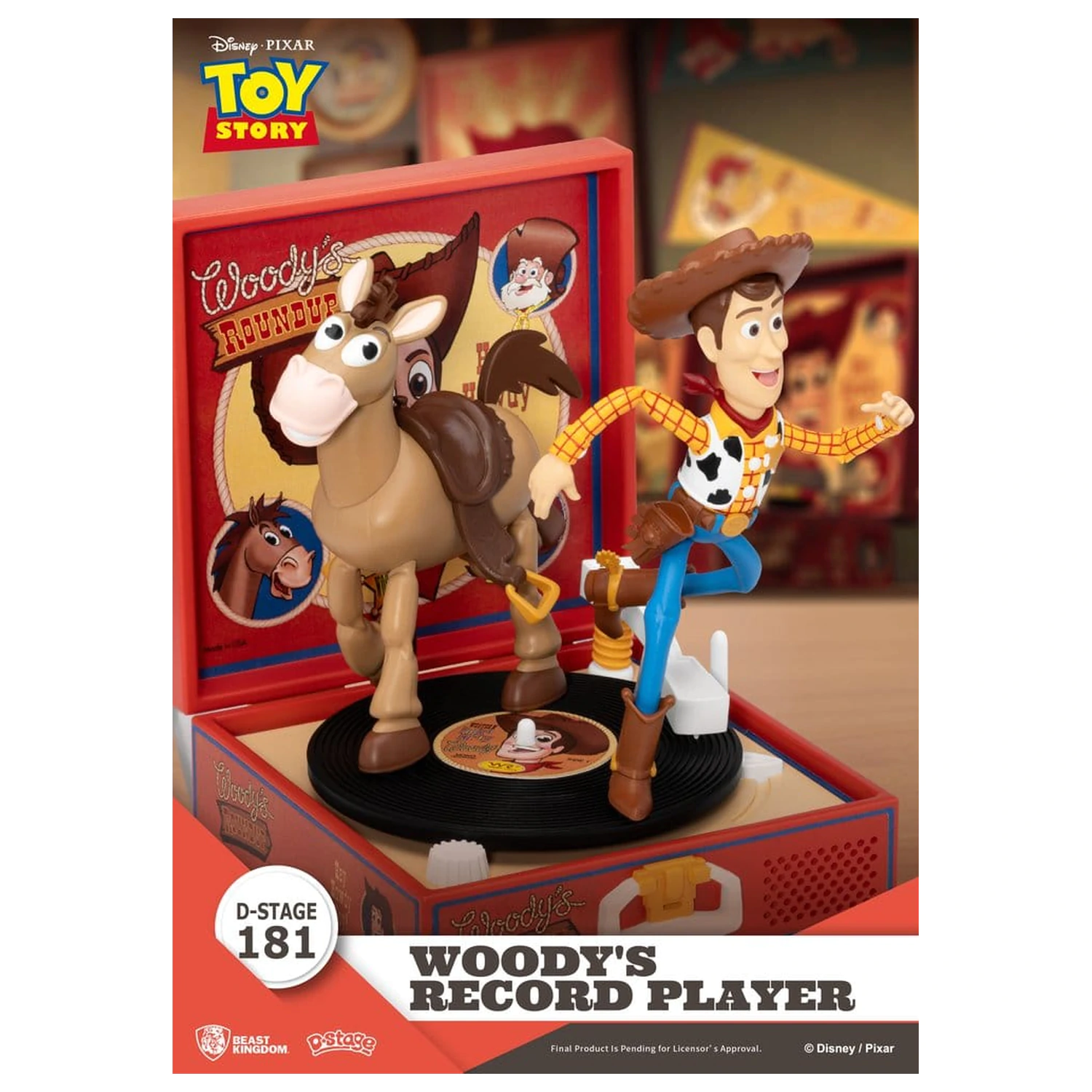 Toy Story Record Player Serie PVC Figur Woody's Plattenspieler 13 cm Produktfoto