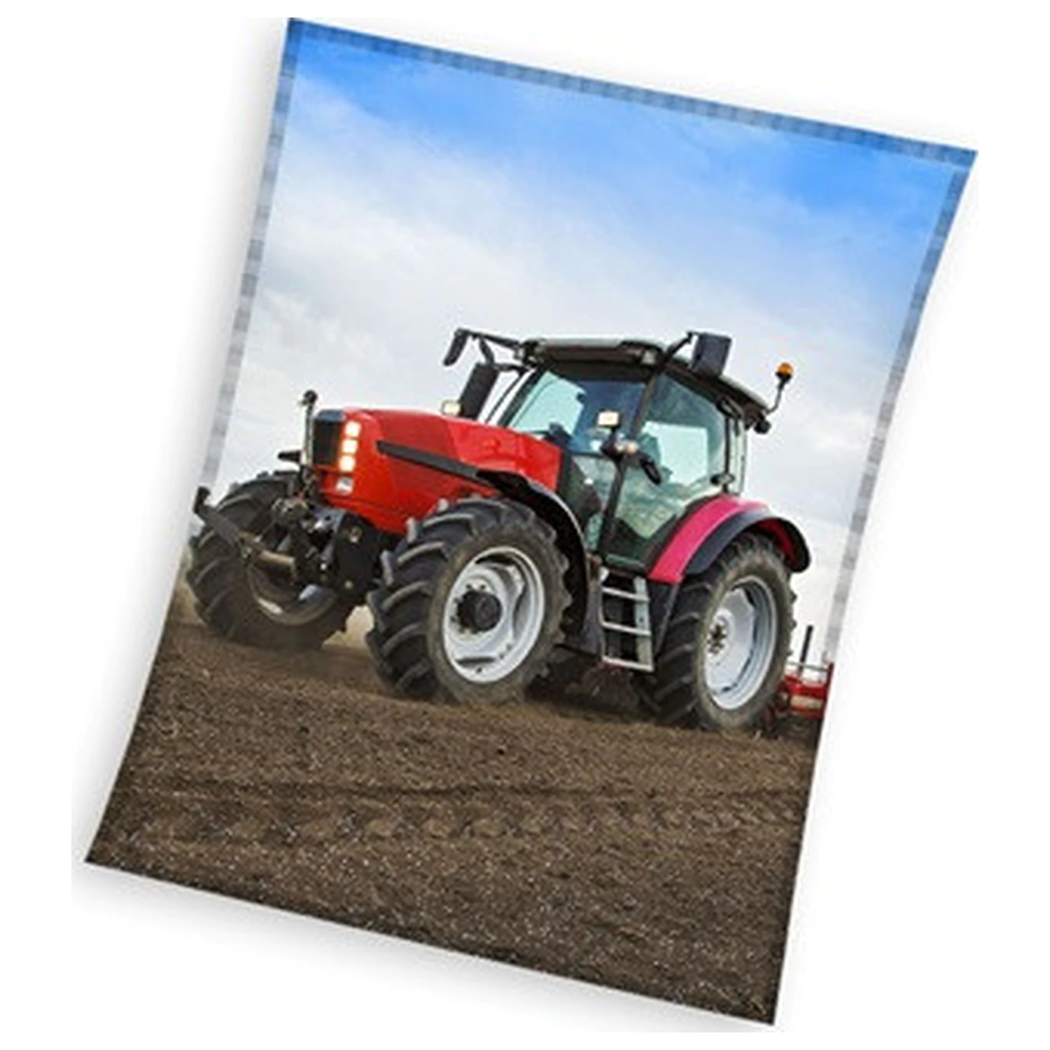 Tractor rote Fleece Decke 130x160cm Produktfoto