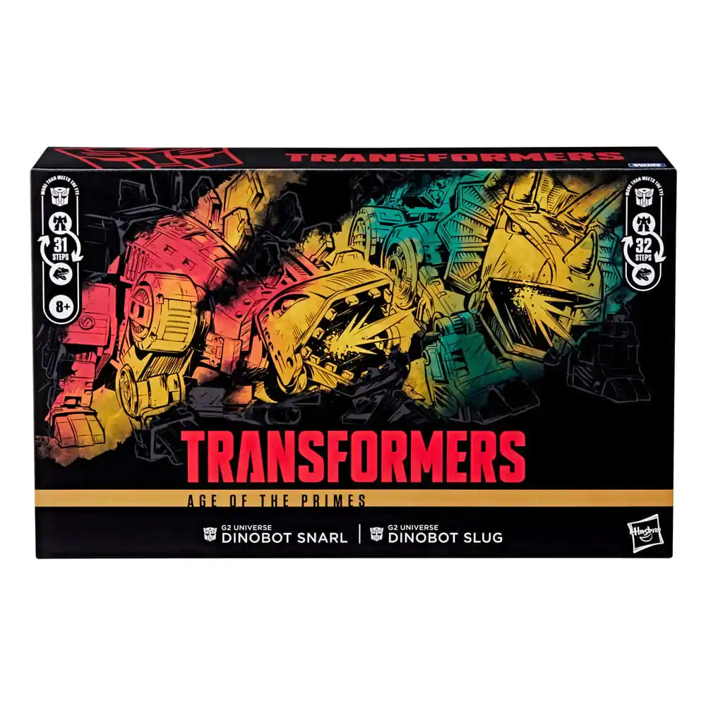 Transformers Age of the Primes Leader Class Actionfigur G2 Universe Dinobots Snarl & Slug 19 cm Produktfoto