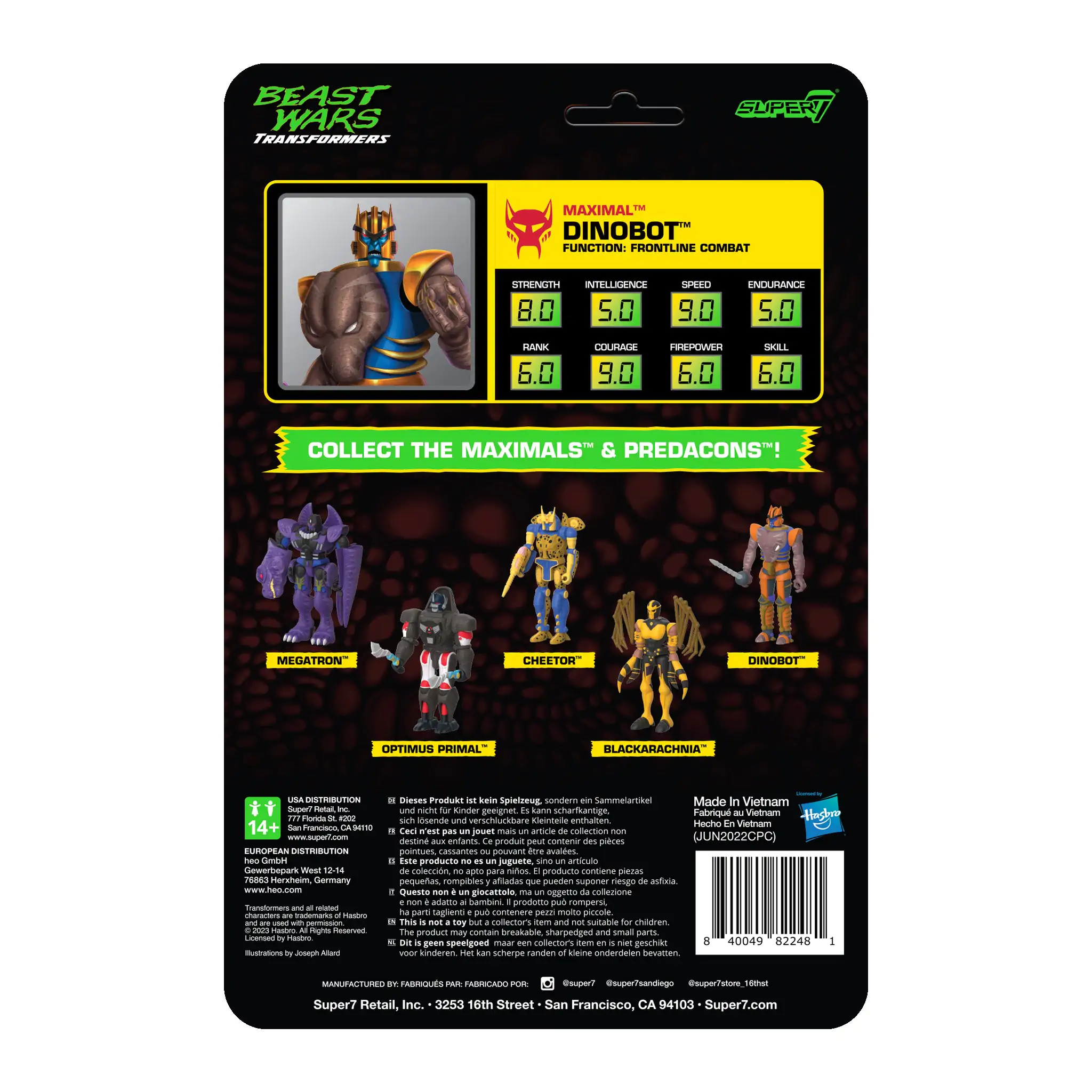 Transformers Beast Wars  ReAction Actionfigur Dinobot 10 cm Produktfoto