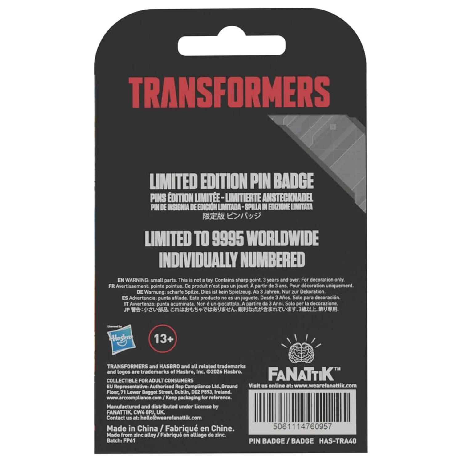 Transformers Anstecknadel The Movie 40th Anniversary Unicron Limitierte Edition Produktfoto