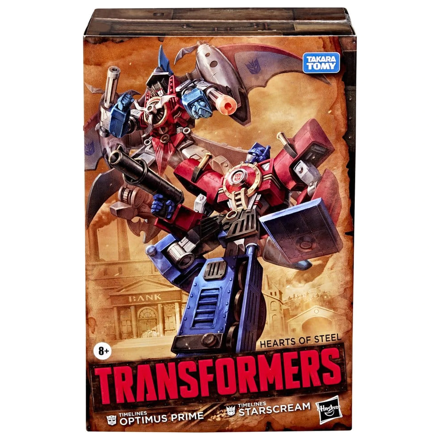 Transformers Timelines Hearts of Steel Comic Edition Aktionsfiguren Optimus Prime & Starscream 14 Zentimeter Produktfoto