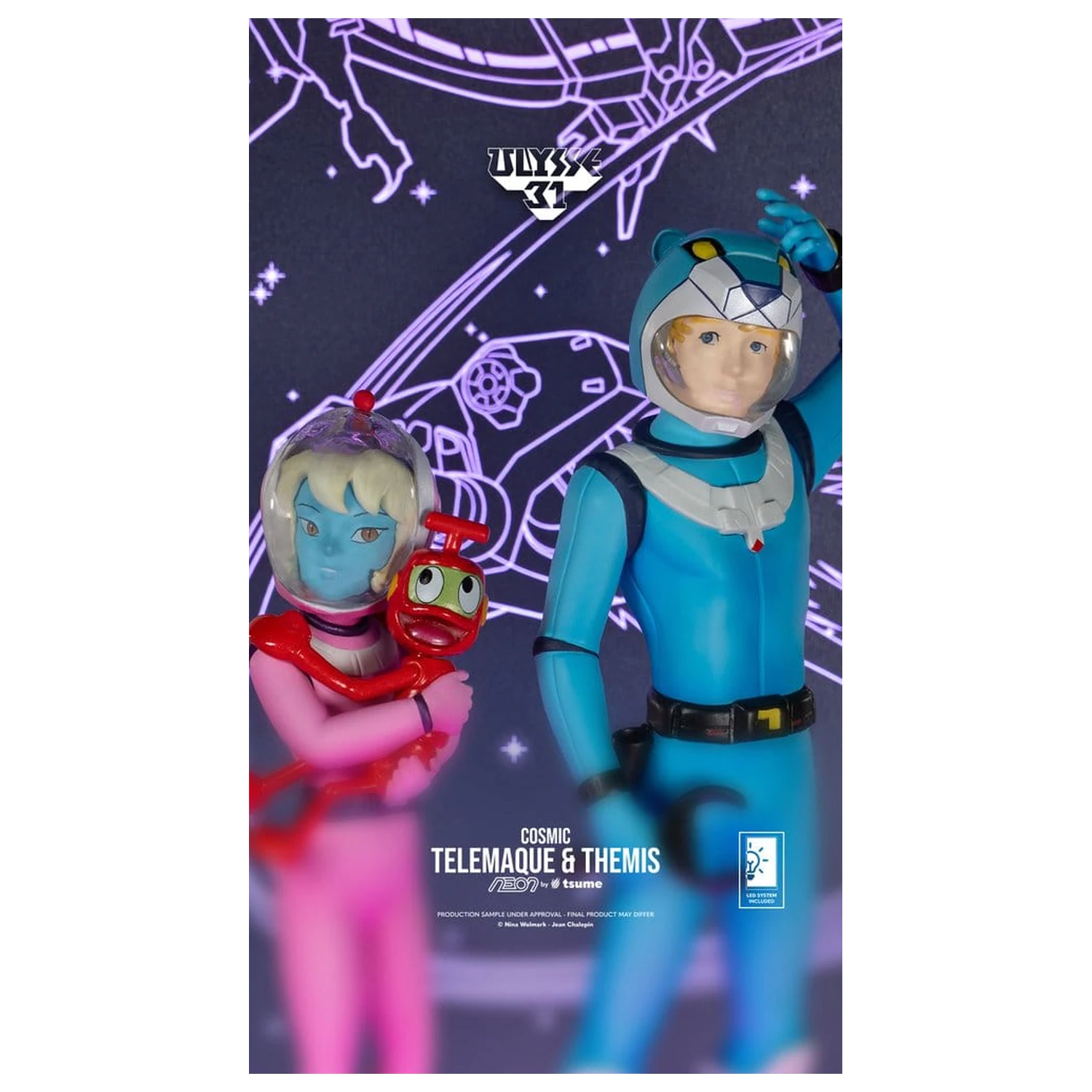 Ulysse 31 Neon Figur 1/9 Telemachus & Themis Cosmic Version 20 cm Produktfoto