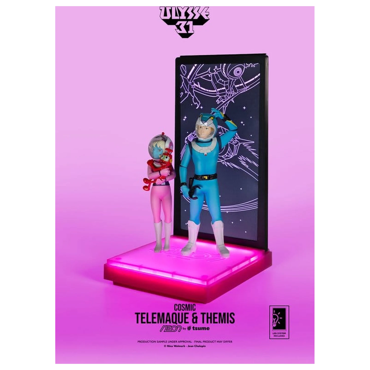 Ulysse 31 Neon Figur 1/9 Telemachus & Themis Cosmic Version 20 cm Produktfoto
