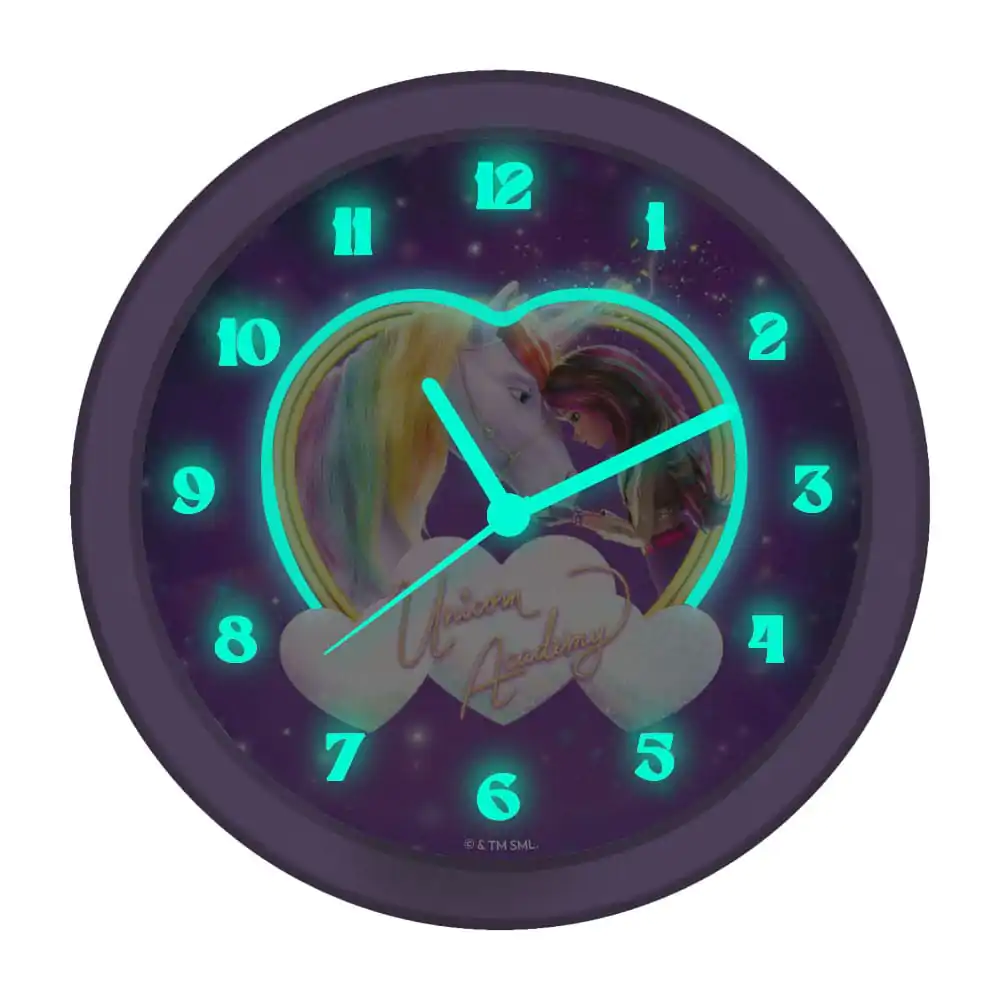 Unicorn Academy Wanduhr leuchtet im Dunkeln Produktfoto