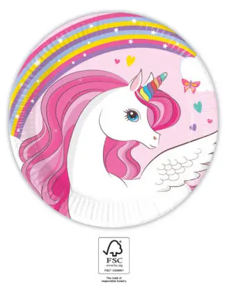 Unicorn Rainbow Colors, Unicorn Pappteller 8 Stück 20 cm FSC Produktfoto