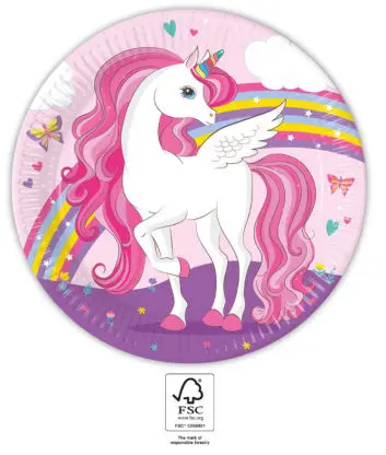 Unicorn Rainbow Colors, Unicorn Pappteller 8 Stück 23 cm FSC Produktfoto