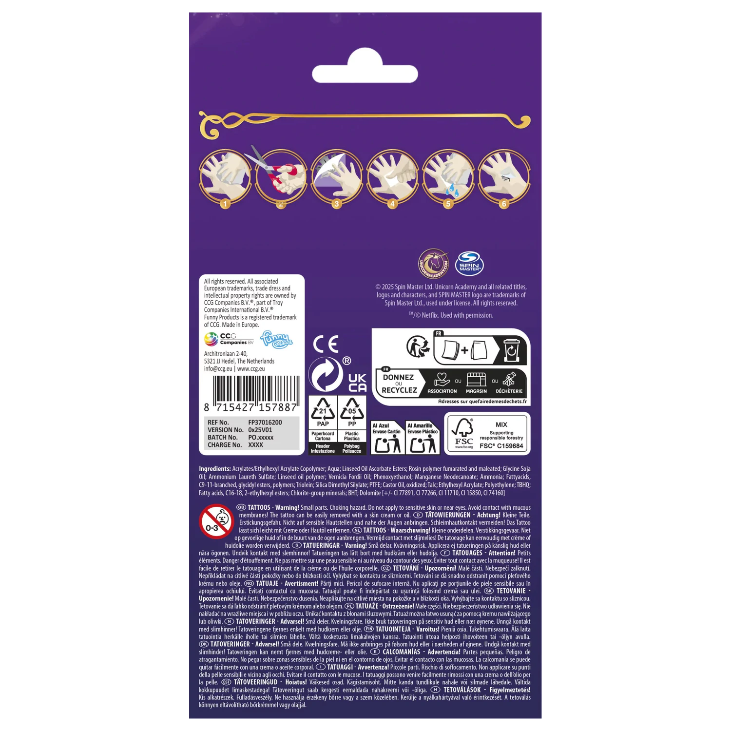 Unicorn Academy Herz Tattoos 12er-Pack Produktfoto