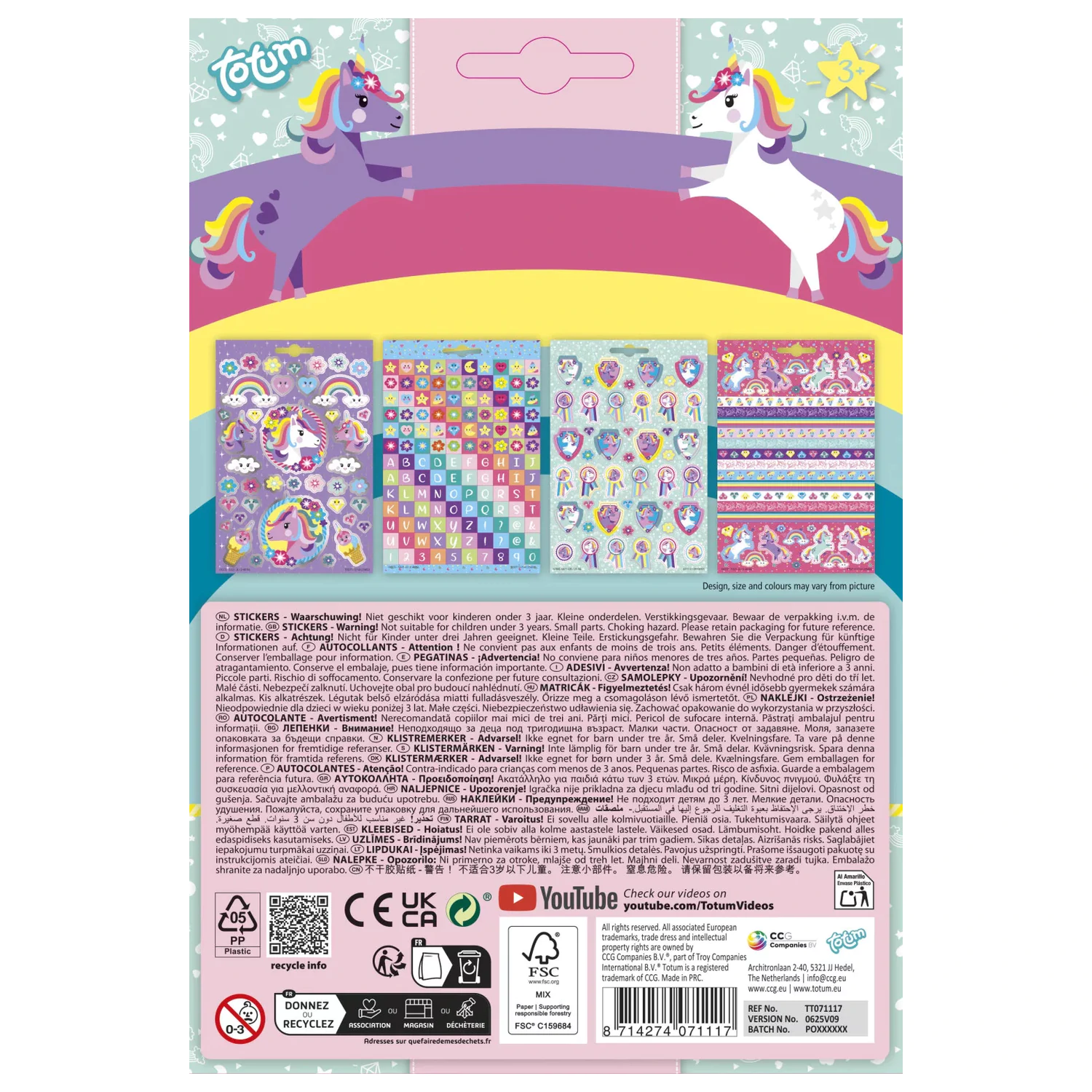 Unicorn Flower Aufkleber Set 4 Blätter Produktfoto