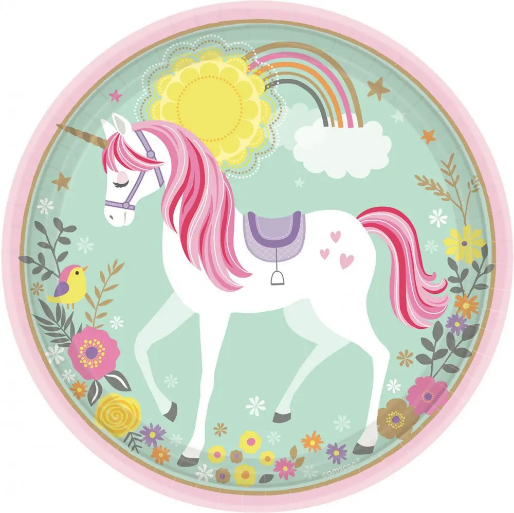 Unicorn Pappteller 8er-Pack 22.9 cm Produktfoto