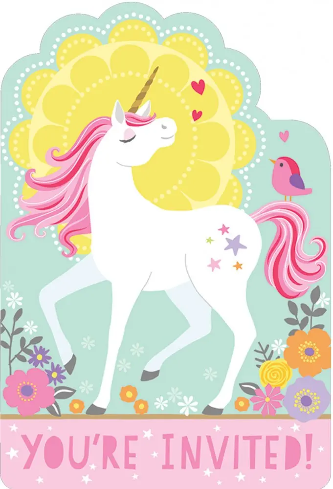 Unicorn Party Einladungen 8 Stk Produktfoto