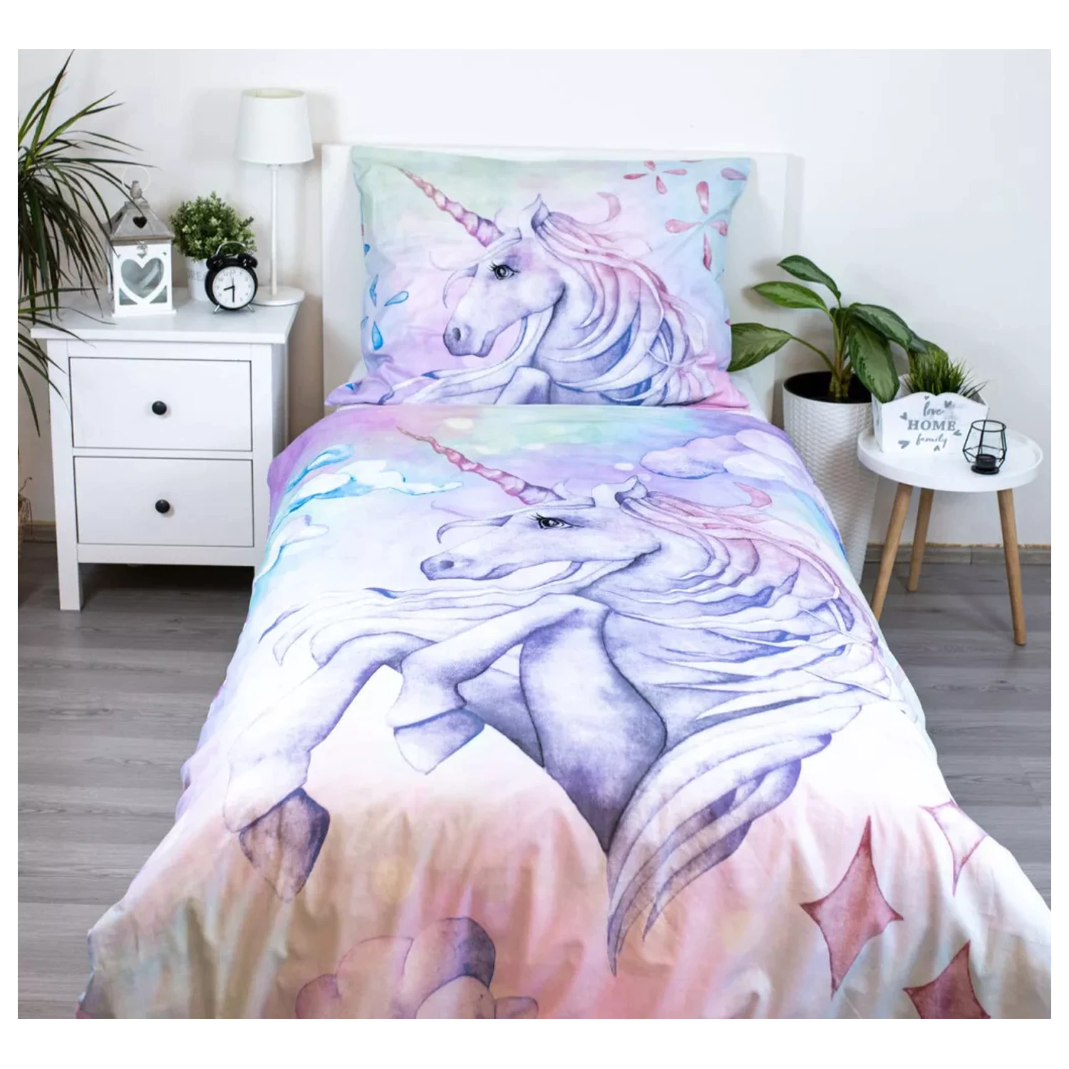 Unicorn Pastel Rainbow Bettbezug Produktfoto