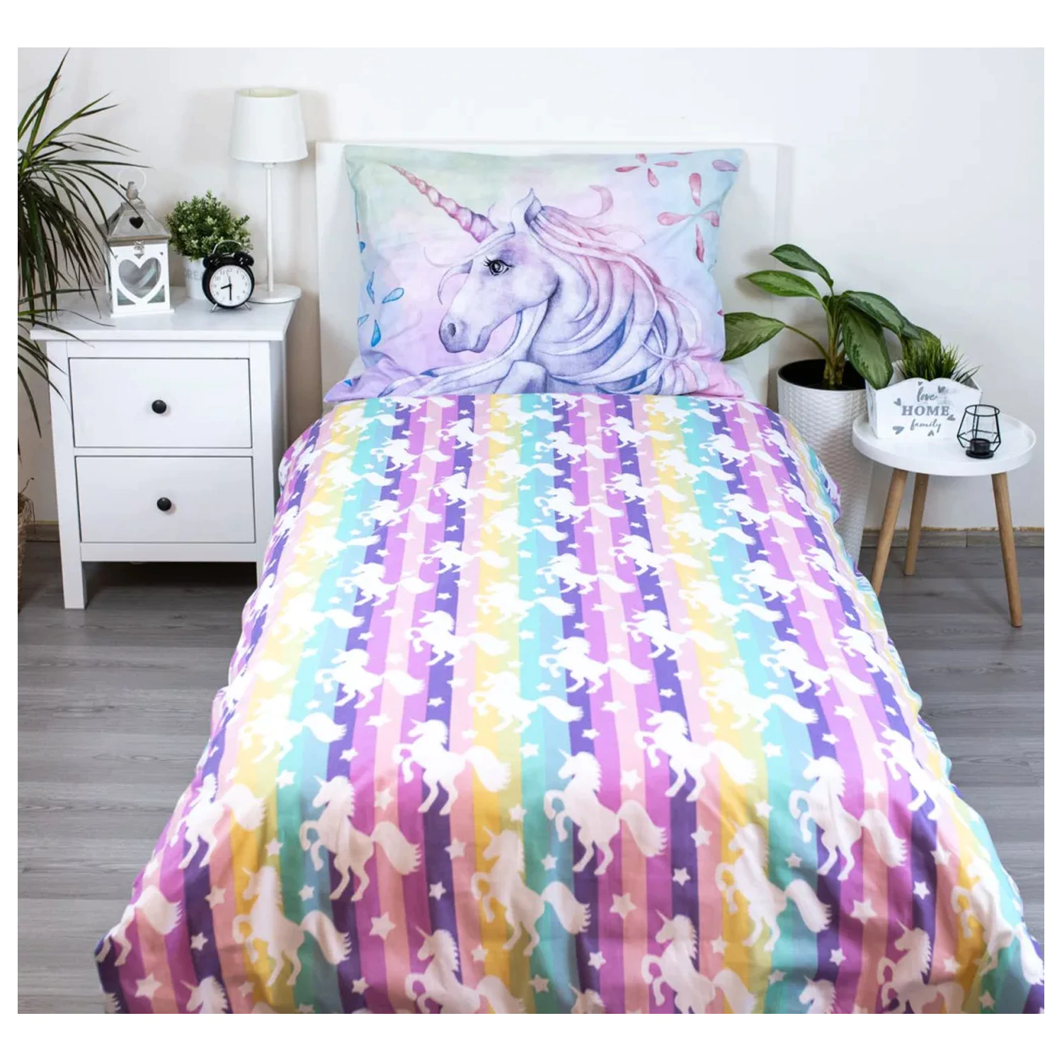 Unicorn Pastel Rainbow Bettbezug Produktfoto
