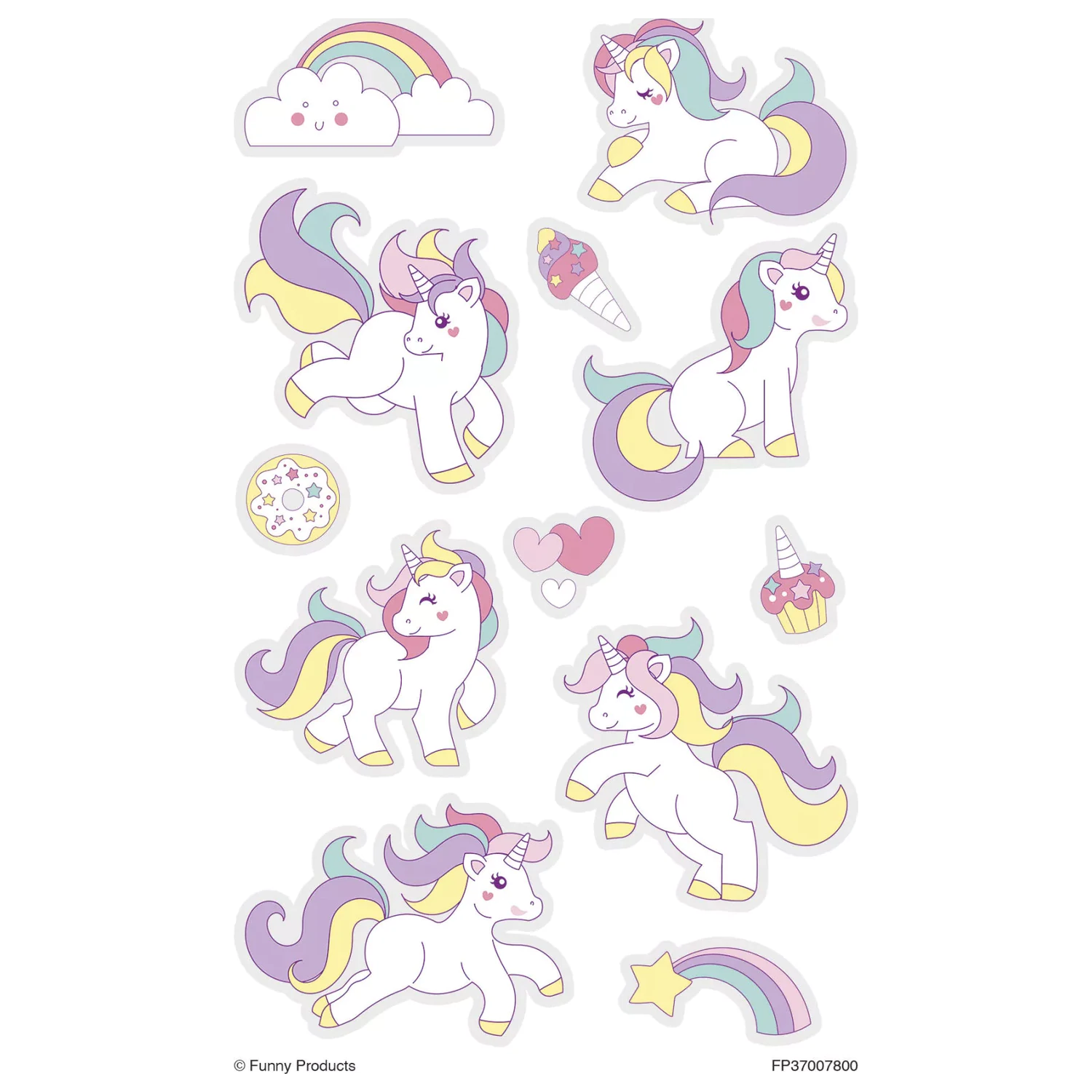Unicorn Pastel Tattoo 12er-Pack Produktfoto
