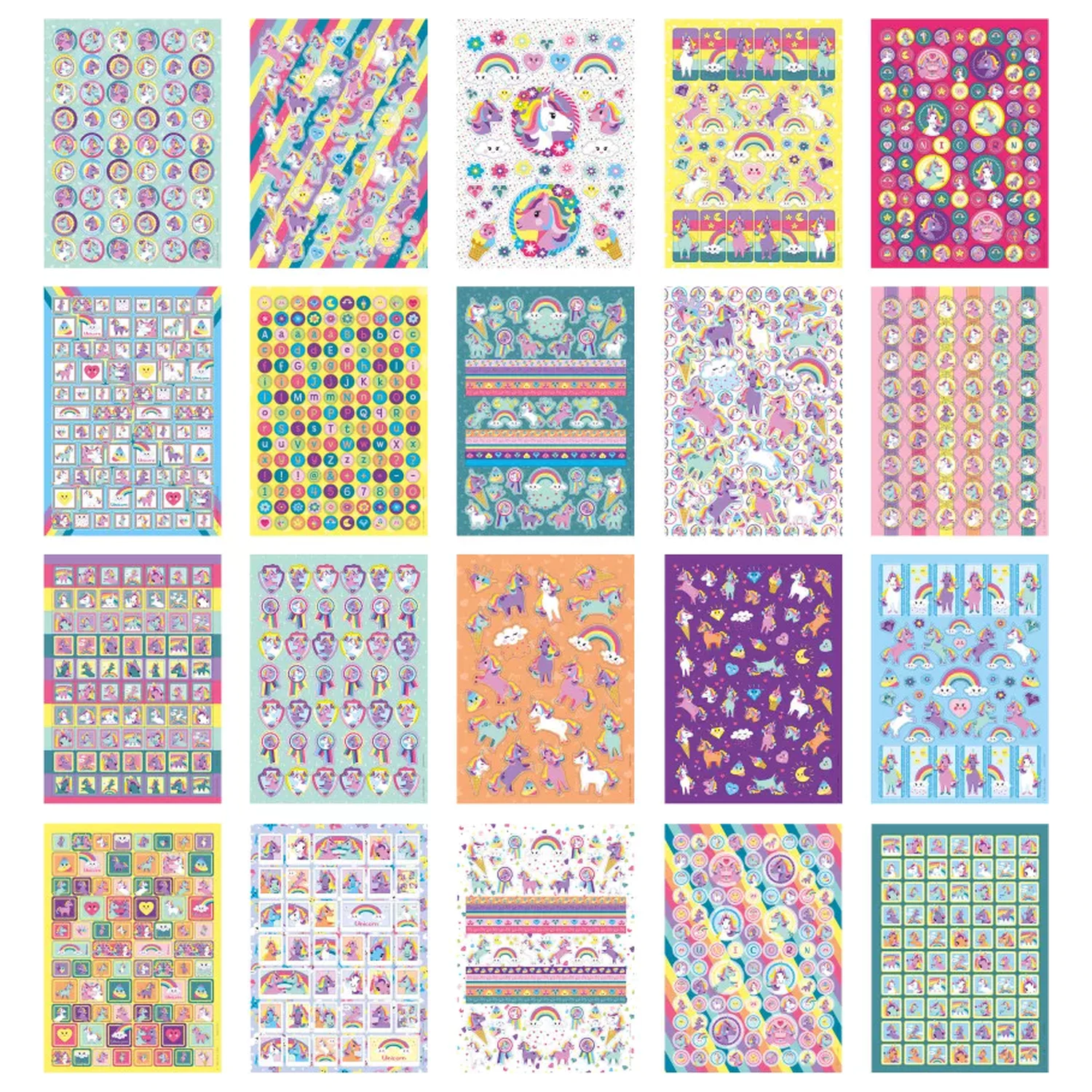 Unicorn Rainbow Sticker Pack 1000 Stück Produktfoto