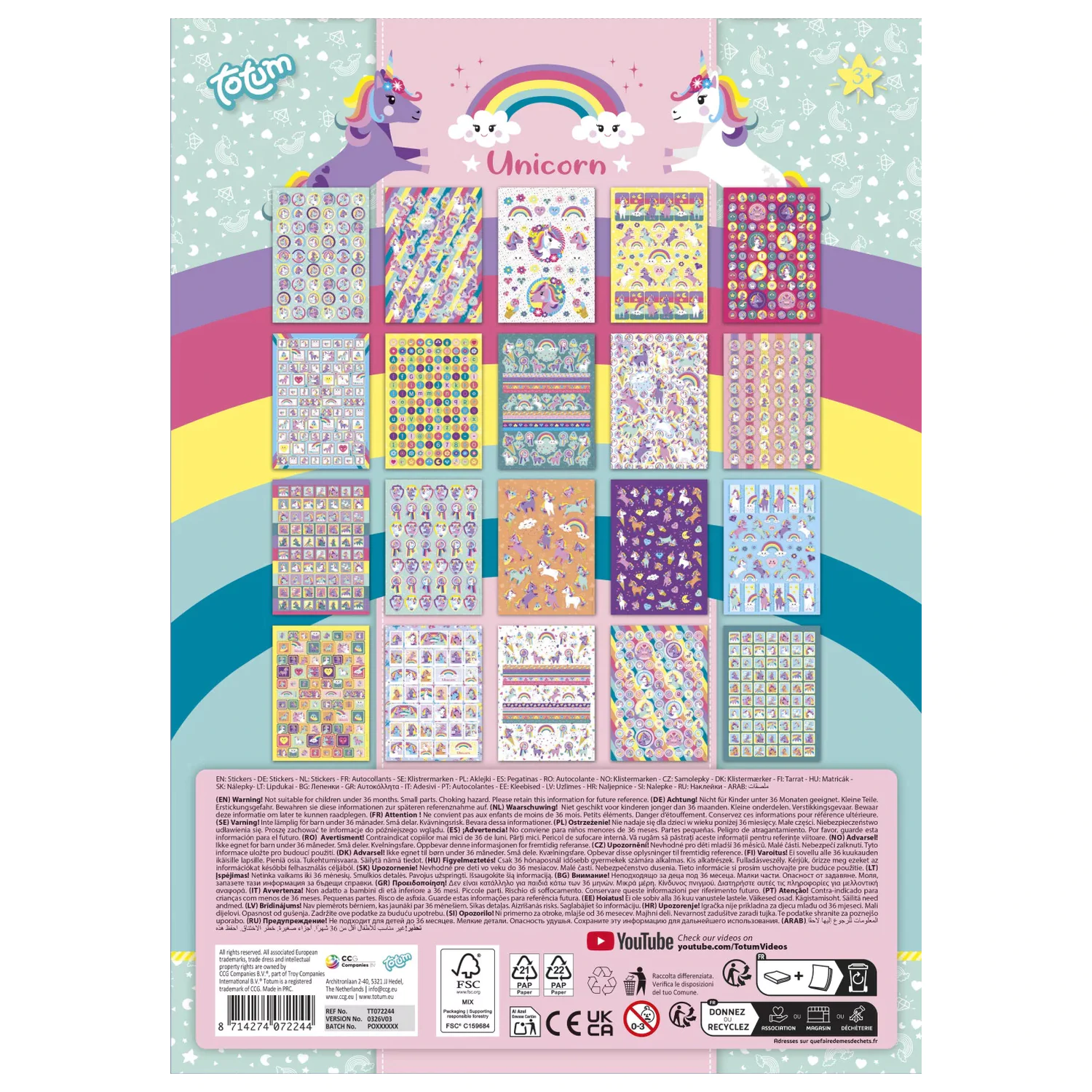 Unicorn Rainbow Sticker Pack 1000 Stück Produktfoto